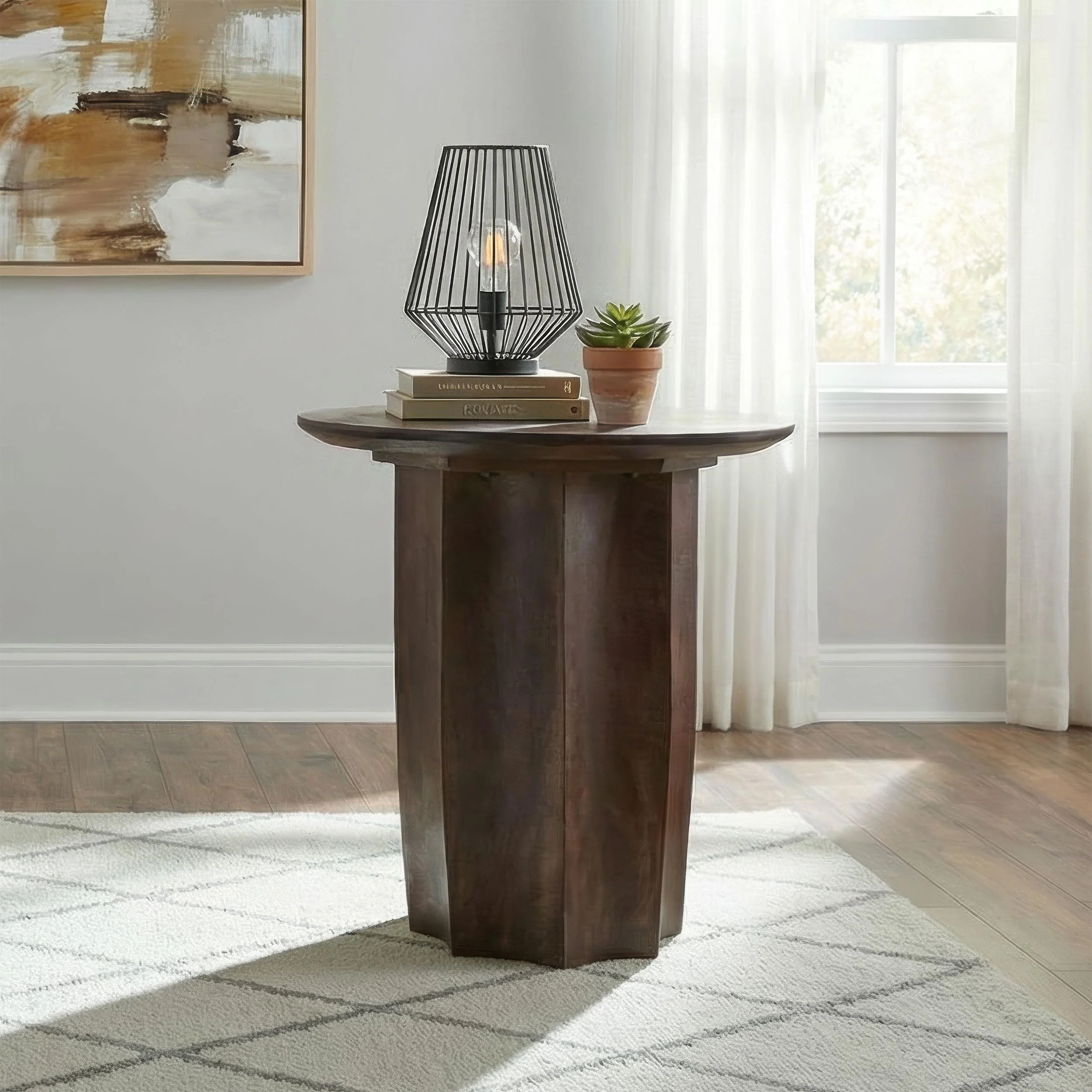 Cayenne Solid Mango Wood Accent Side End Table Walnut - Image 2