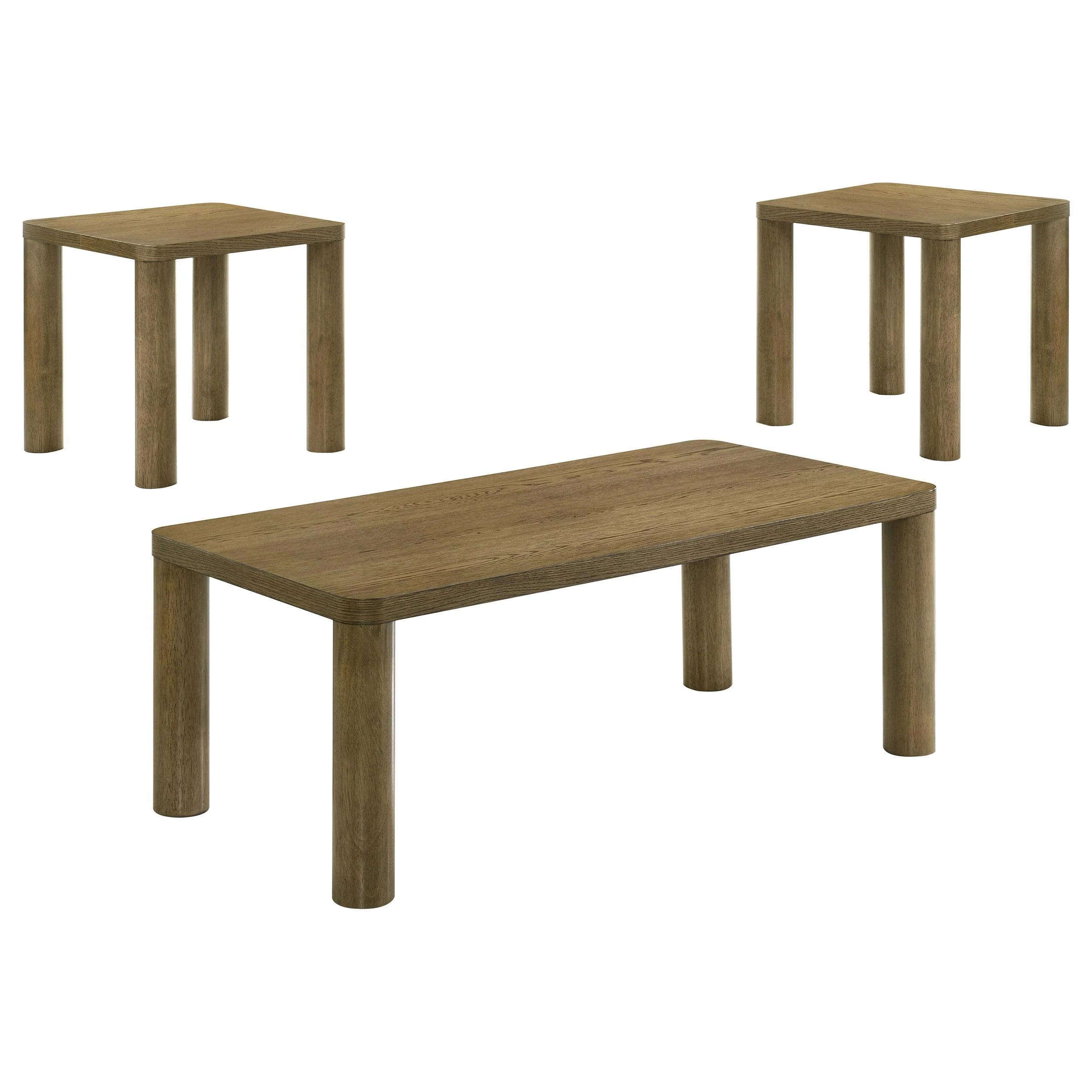 Castlewood 3-piece Cocktail Coffee Table Set Brown Oak - Image 2