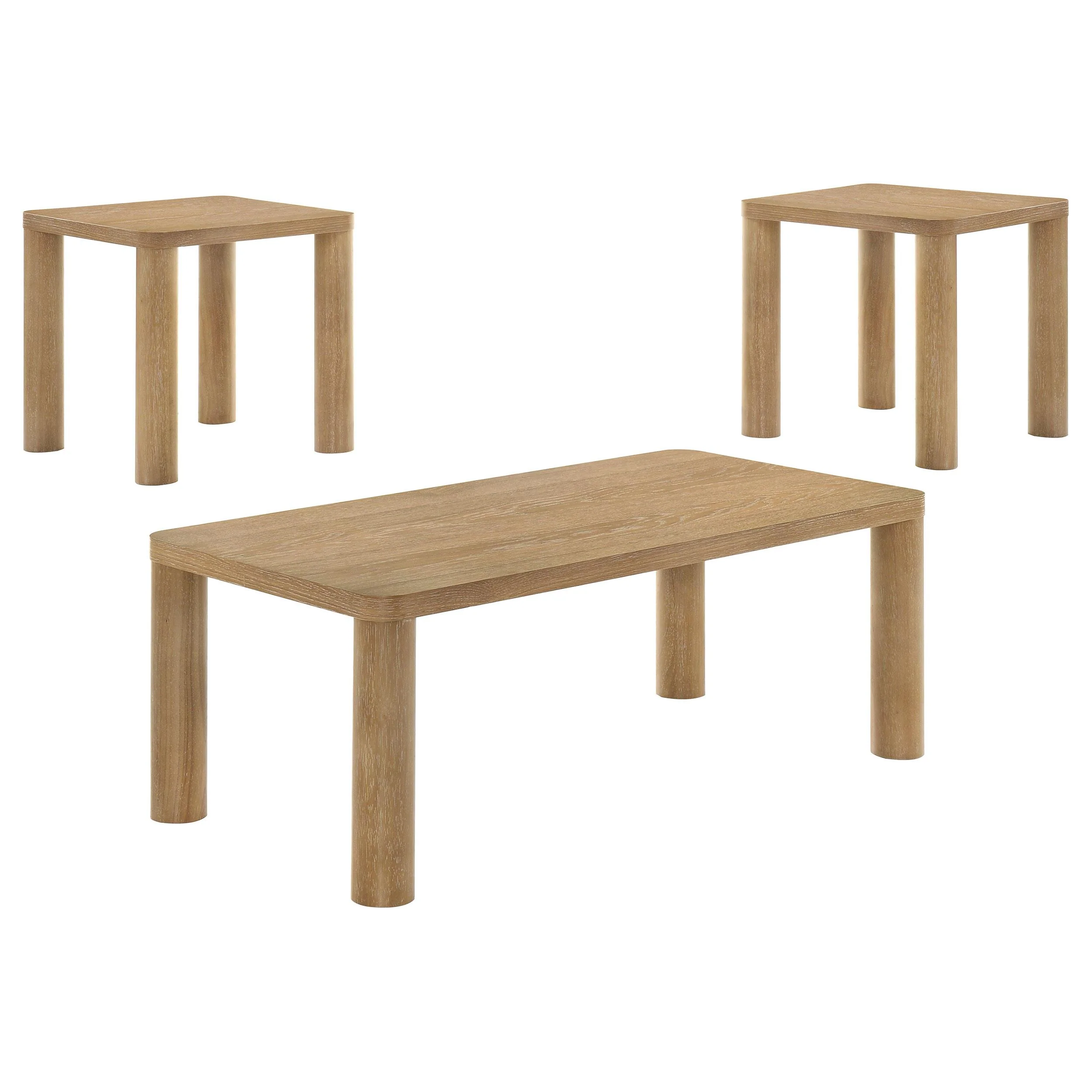 Castlewood 3-piece Cocktail Coffee Table Set Light Oak - Image 2