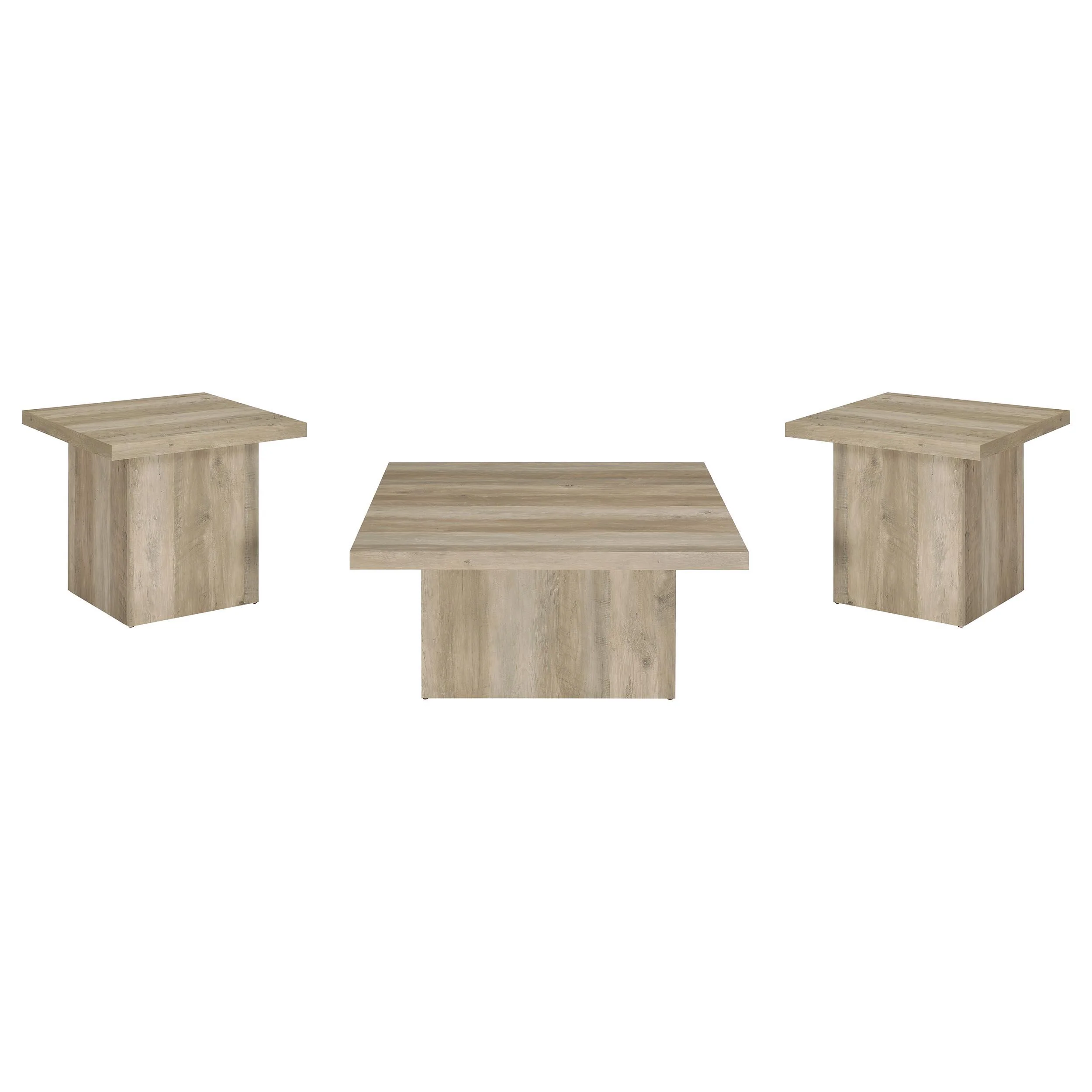 Devar 3-piece Square Coffee End Table Set Distressed Pine - Image 2