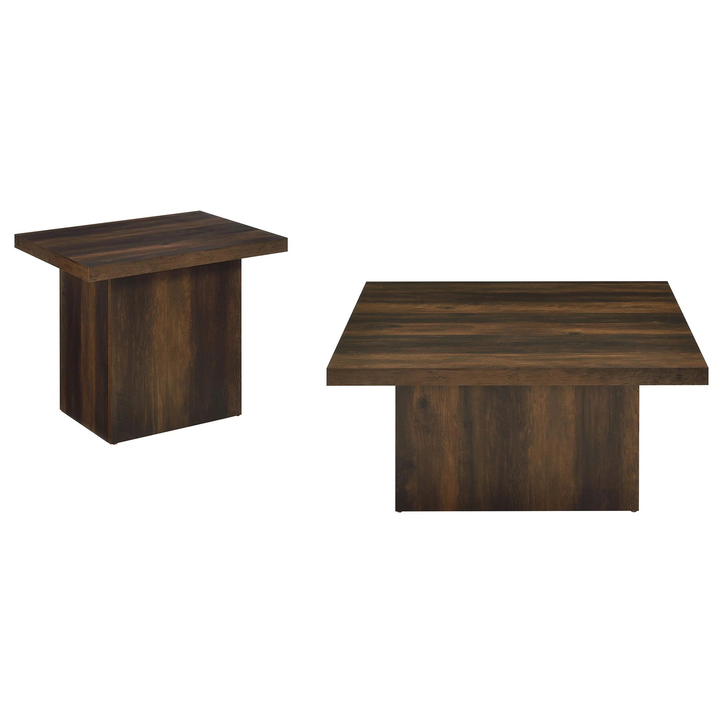 Devar 2-piece Square Coffee and End Table Set Dark Pine - Image 2
