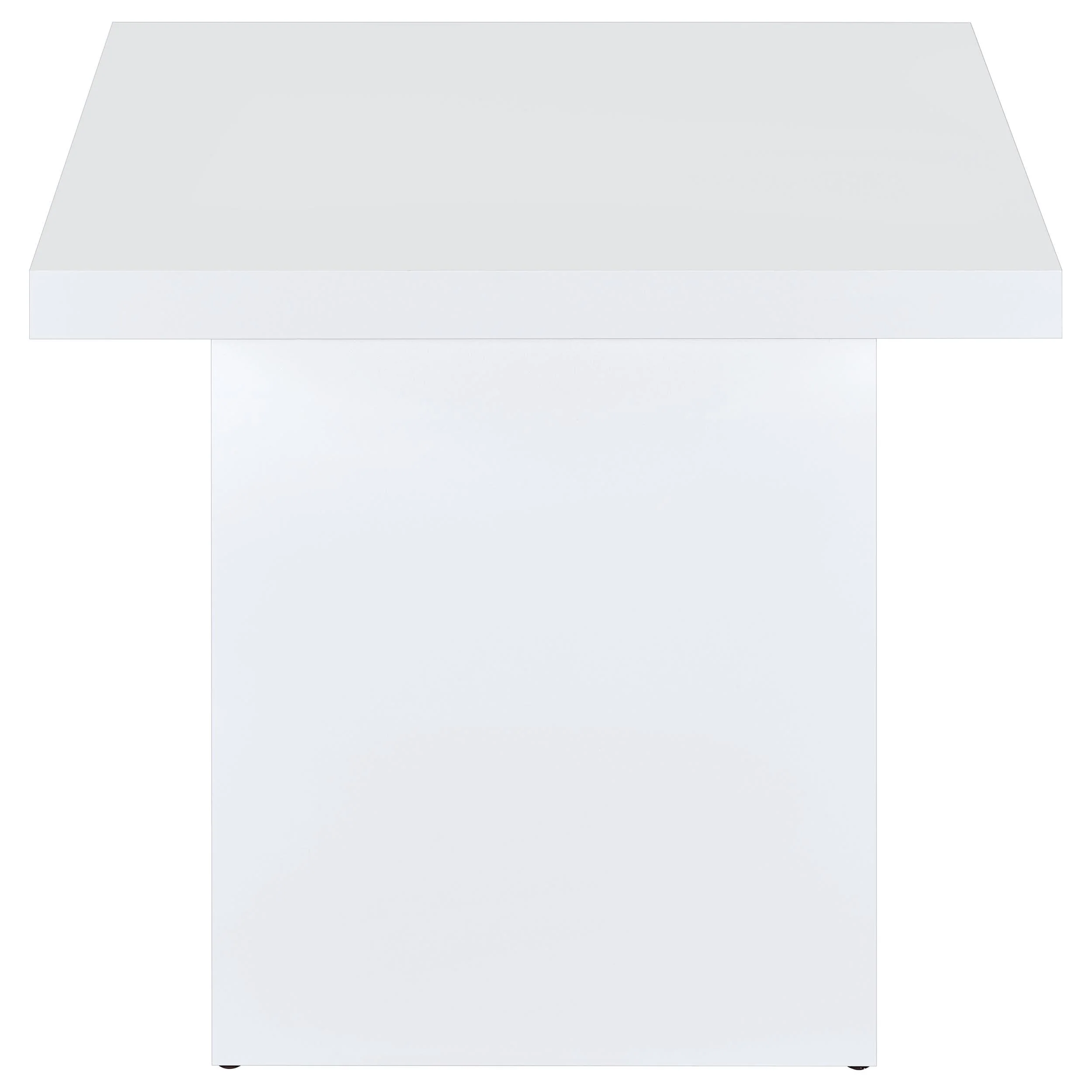 Devar Square Engineered Wood Side End Table White High Gloss - Image 3