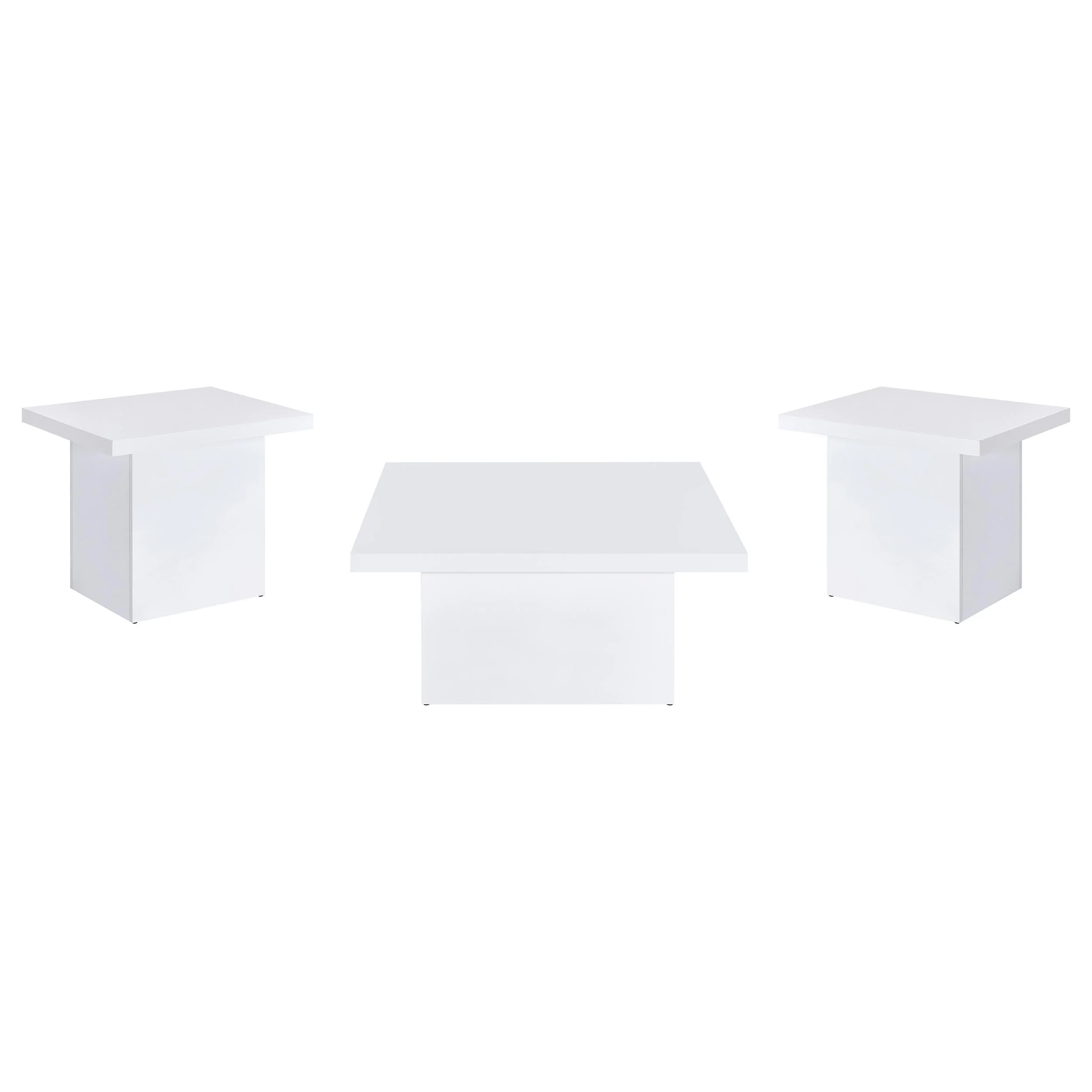 Devar 3-piece Square Coffee End Table Set White High Gloss - Image 2