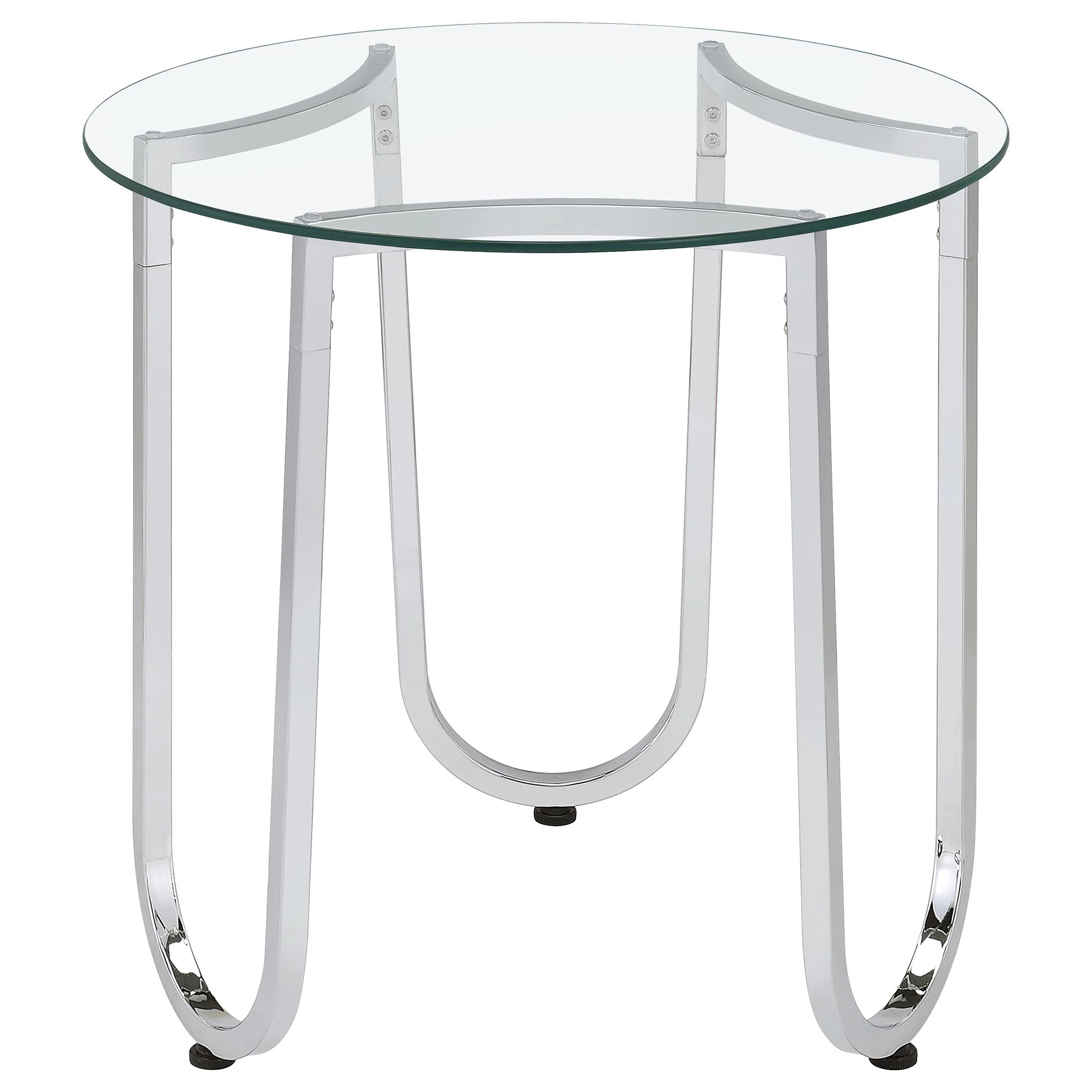Beller Round Tempered Glass Top End Side Table Chrome - Image 3