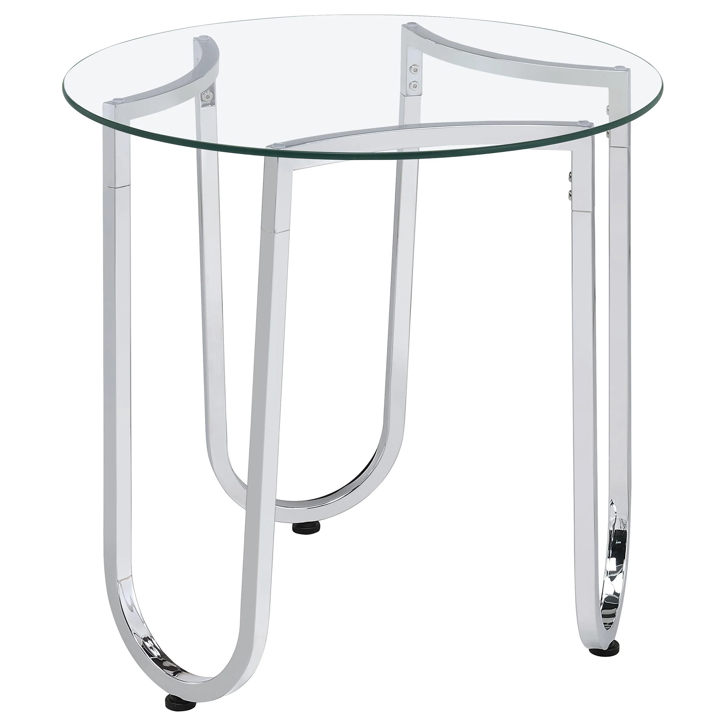 Beller 2-piece Round Tempered Glass Top Coffee Table Set Chrome - Image 3
