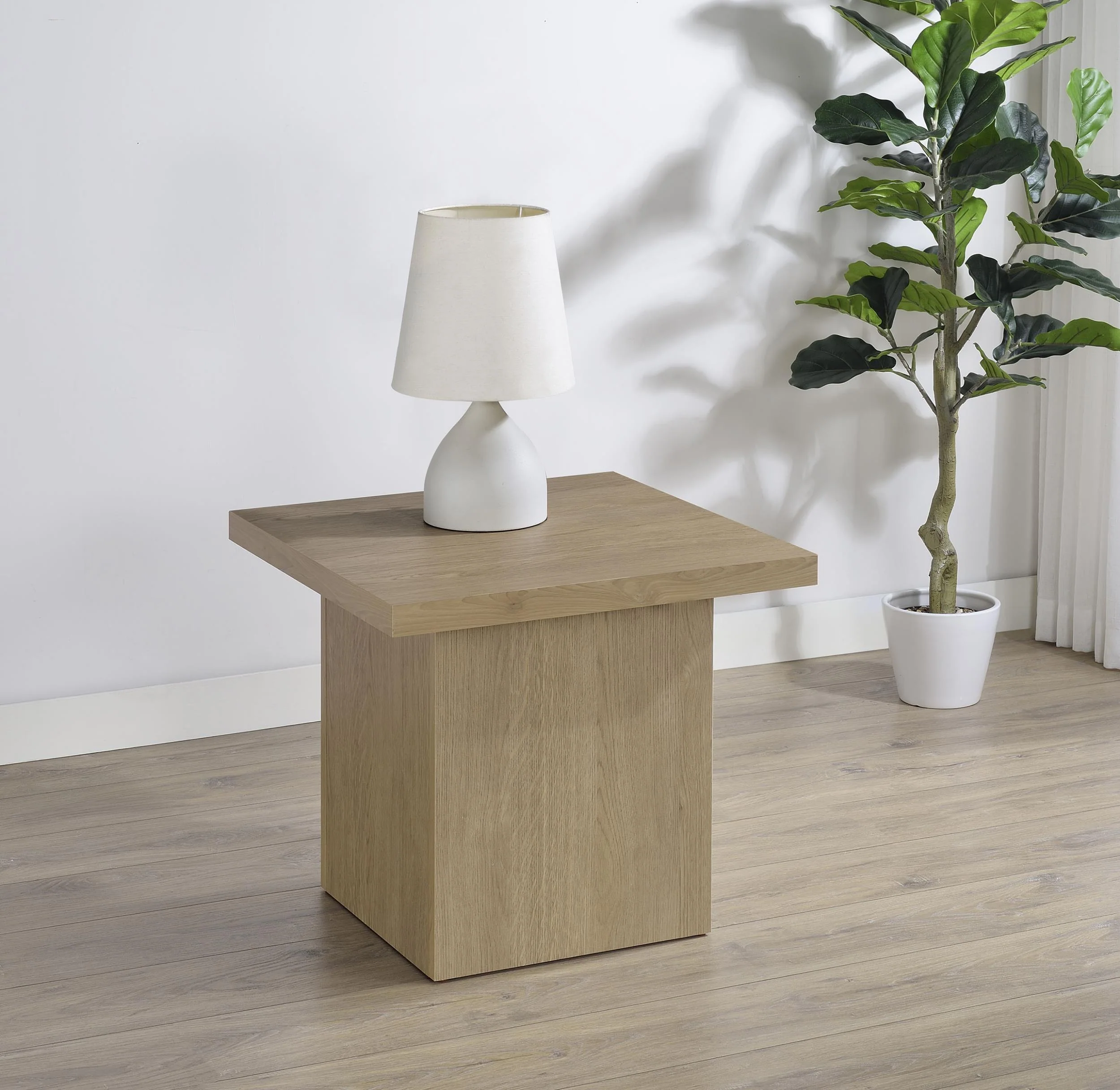 Devar Square Engineered Wood Side End Table Latte - Image 2