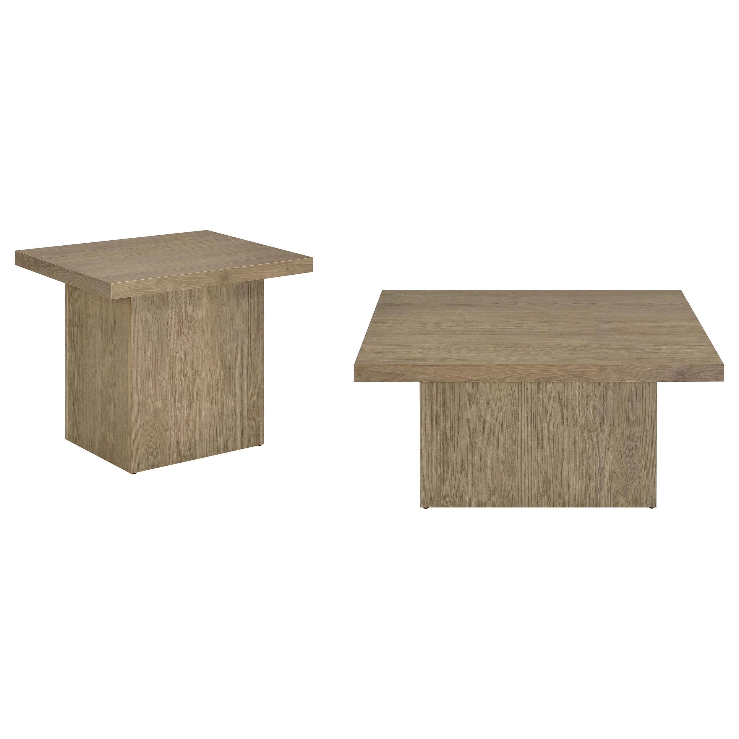 Devar 2-piece Square Cocktail Coffee End Table Set Latte - Image 2
