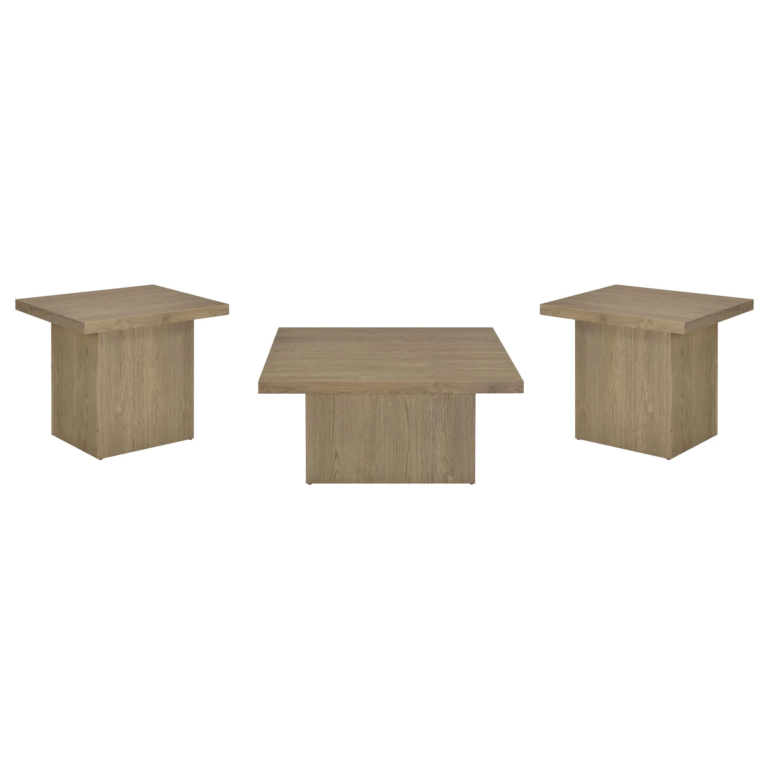 Devar 3-piece Square Cocktail Coffee End Table Set Latte - Image 2
