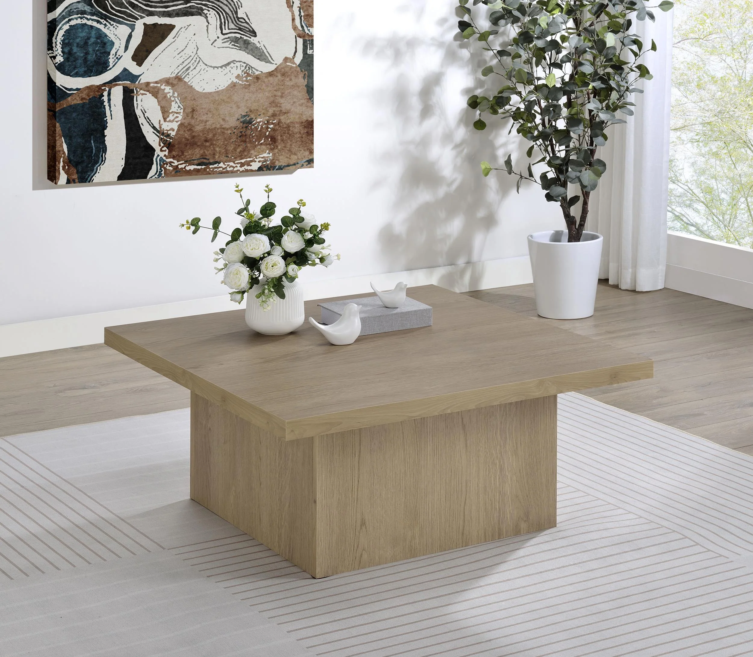 Devar Square Engineered Wood Cocktail Coffee Table Latte - Image 2