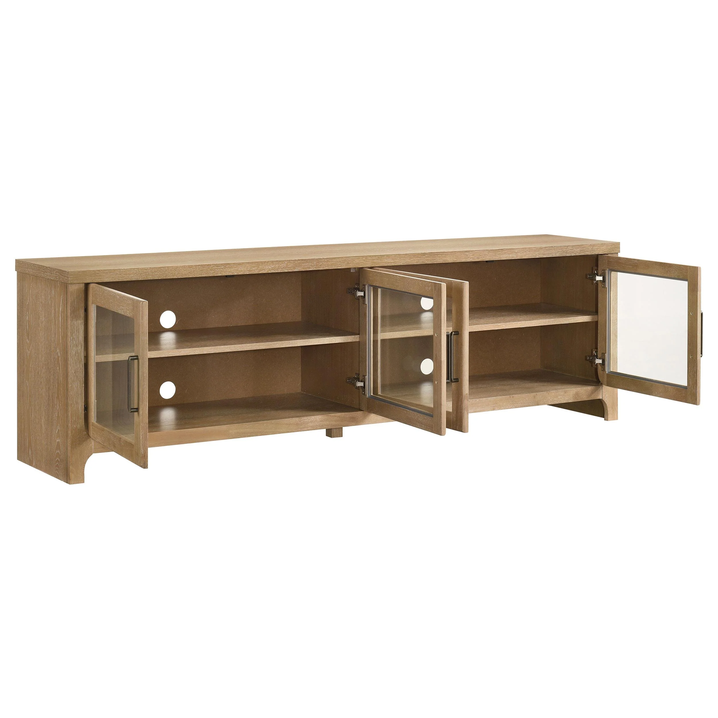 Brenham 79-inch 4-door TV Stand Media Console Light Oak - Image 3