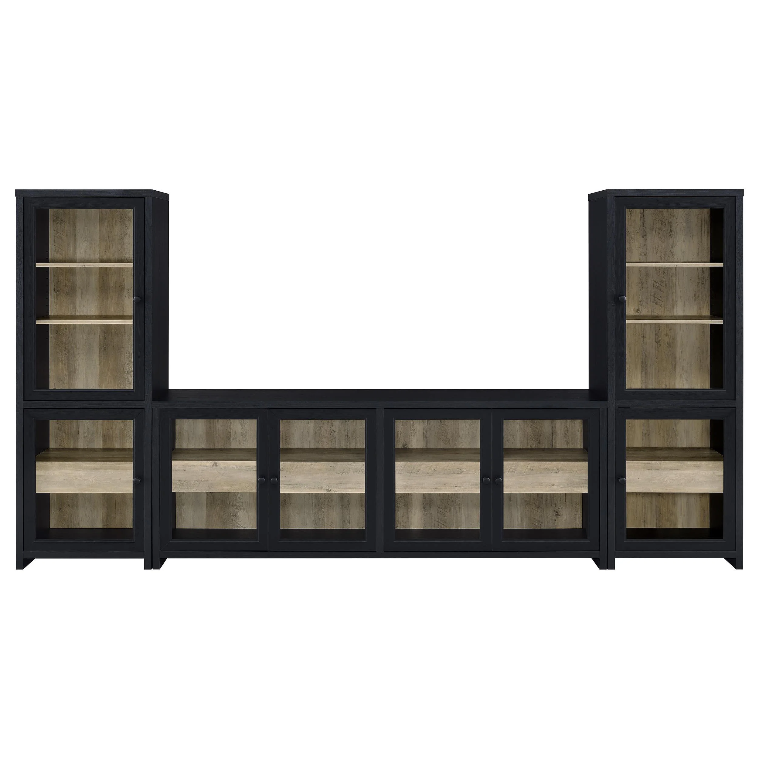 Denison 3-piece Entertainment Center 79-inch TV Stand Black - Image 2