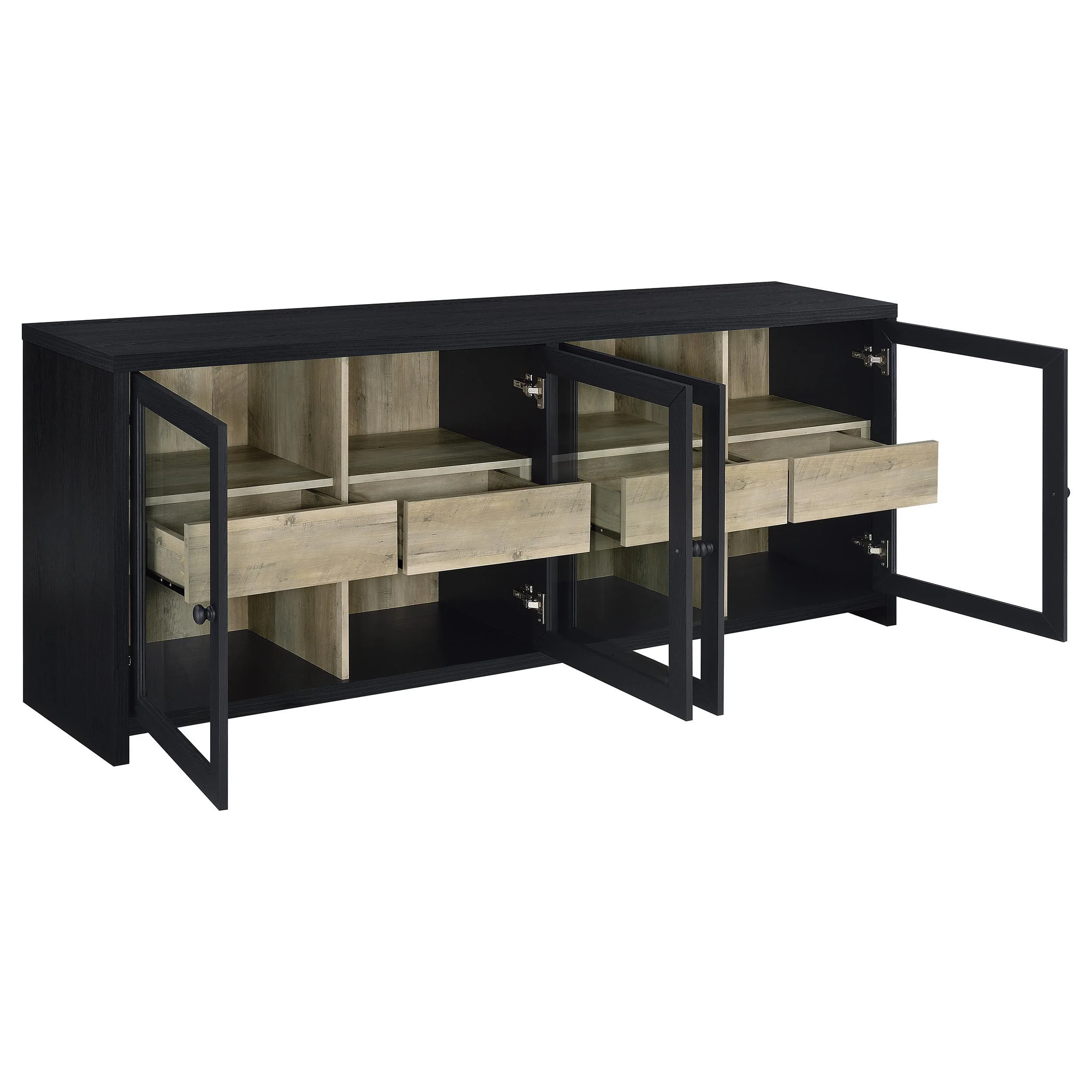Denison 79-inch 4-door TV Stand Media Console Black - Image 3