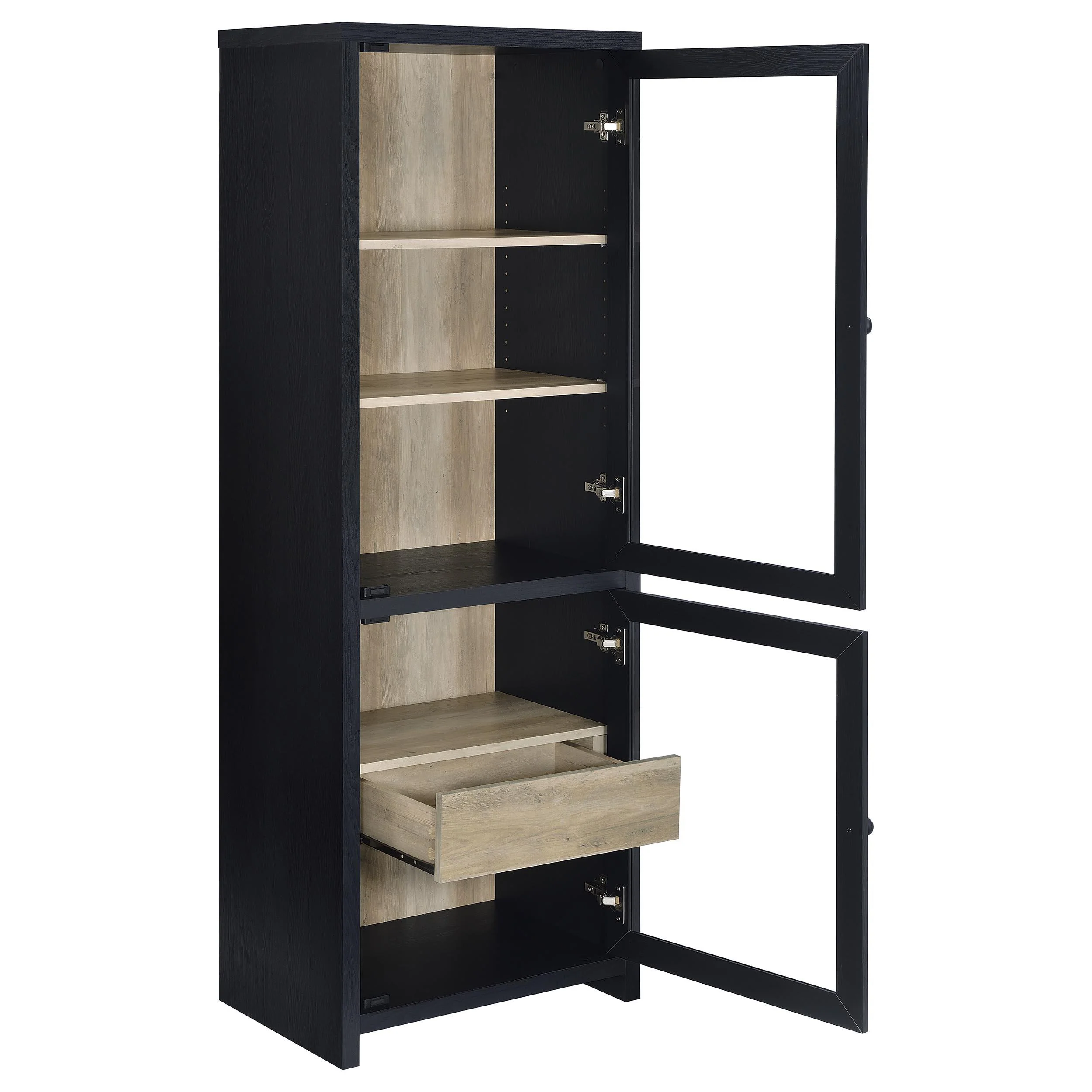 Denison 67-inch 2-door Media Tower Storage Cabinet Black - Image 3