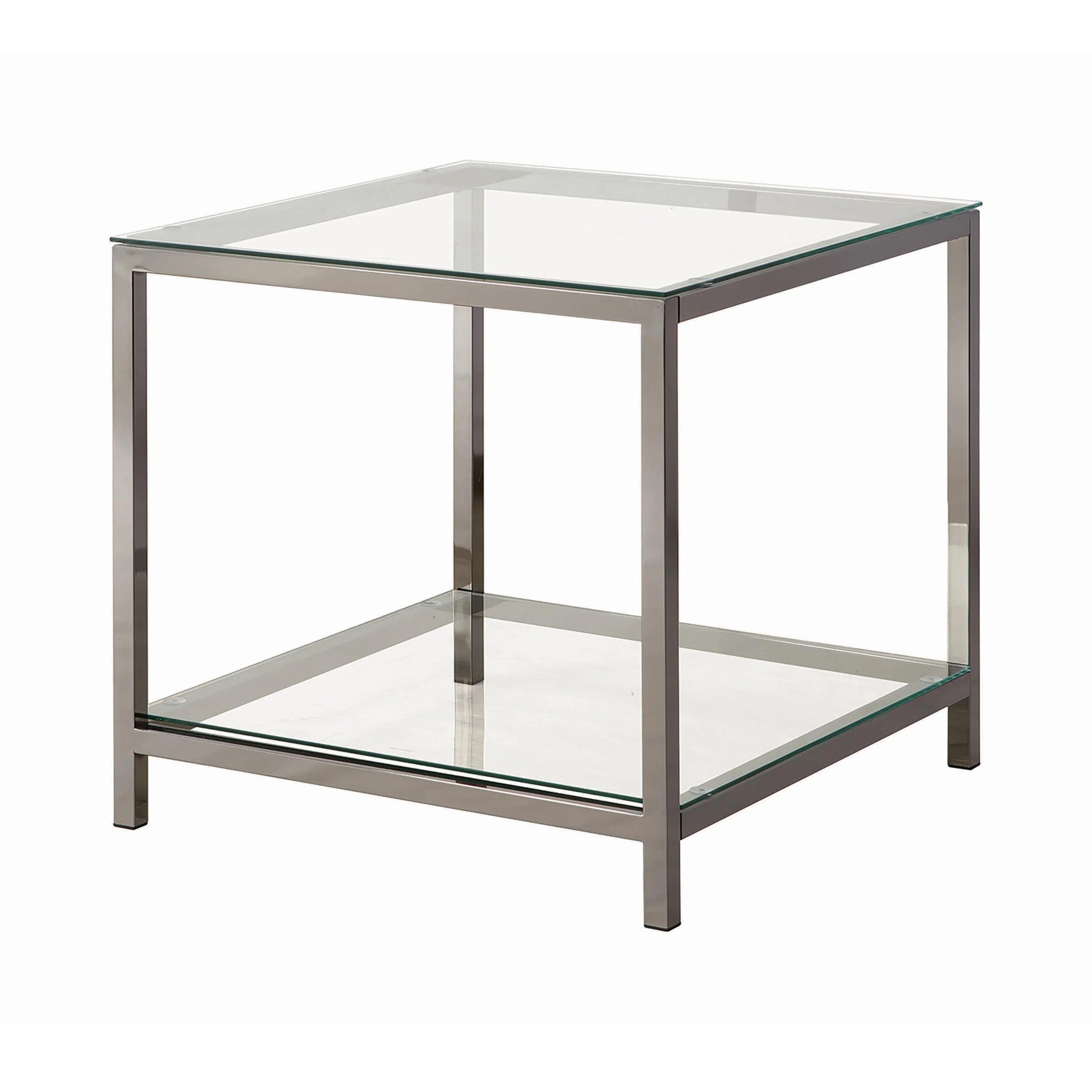 Trini End Table With Glass Shelf Black Nickel - Image 3