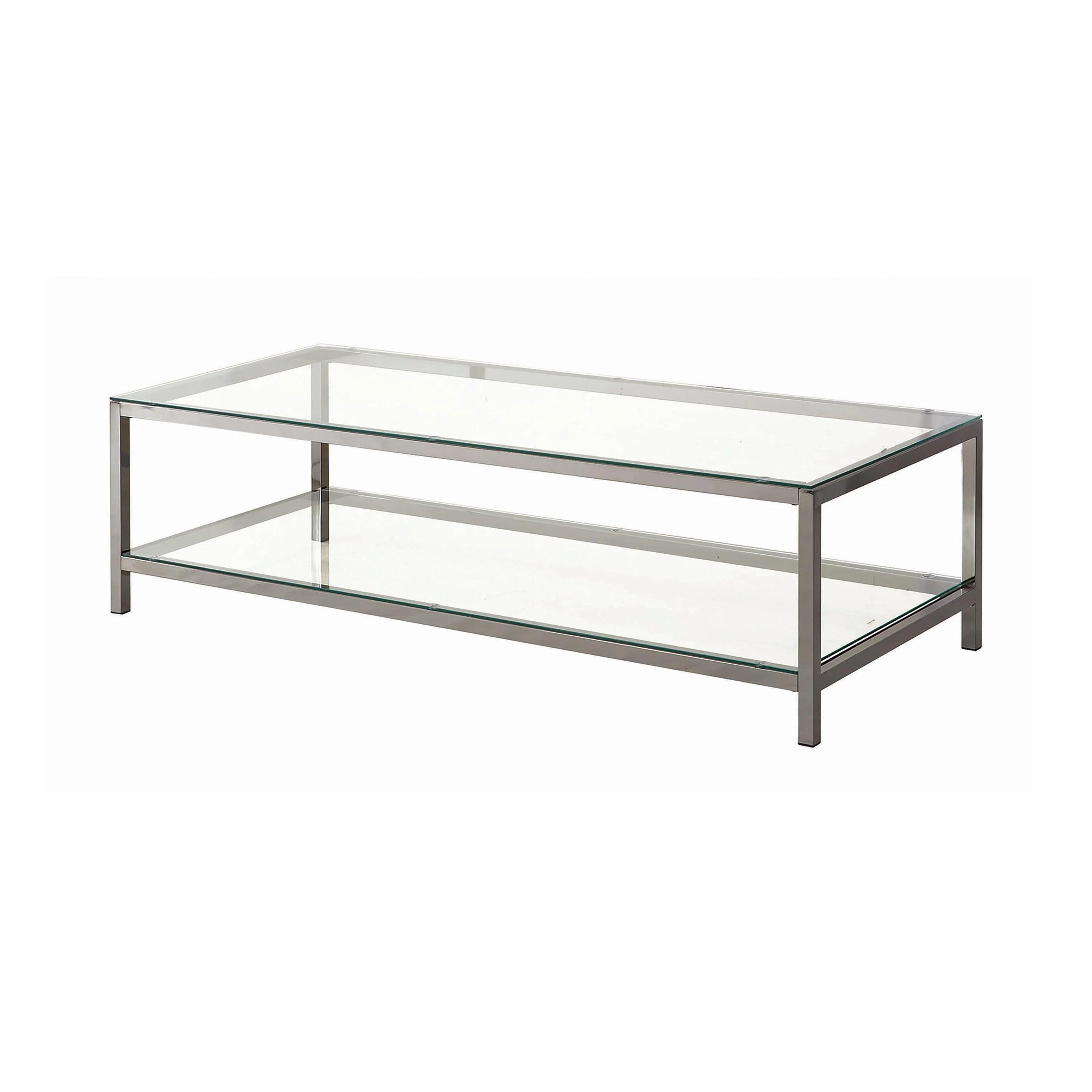 Trini Coffee Table With Glass Shelf Black Nickel - Image 3