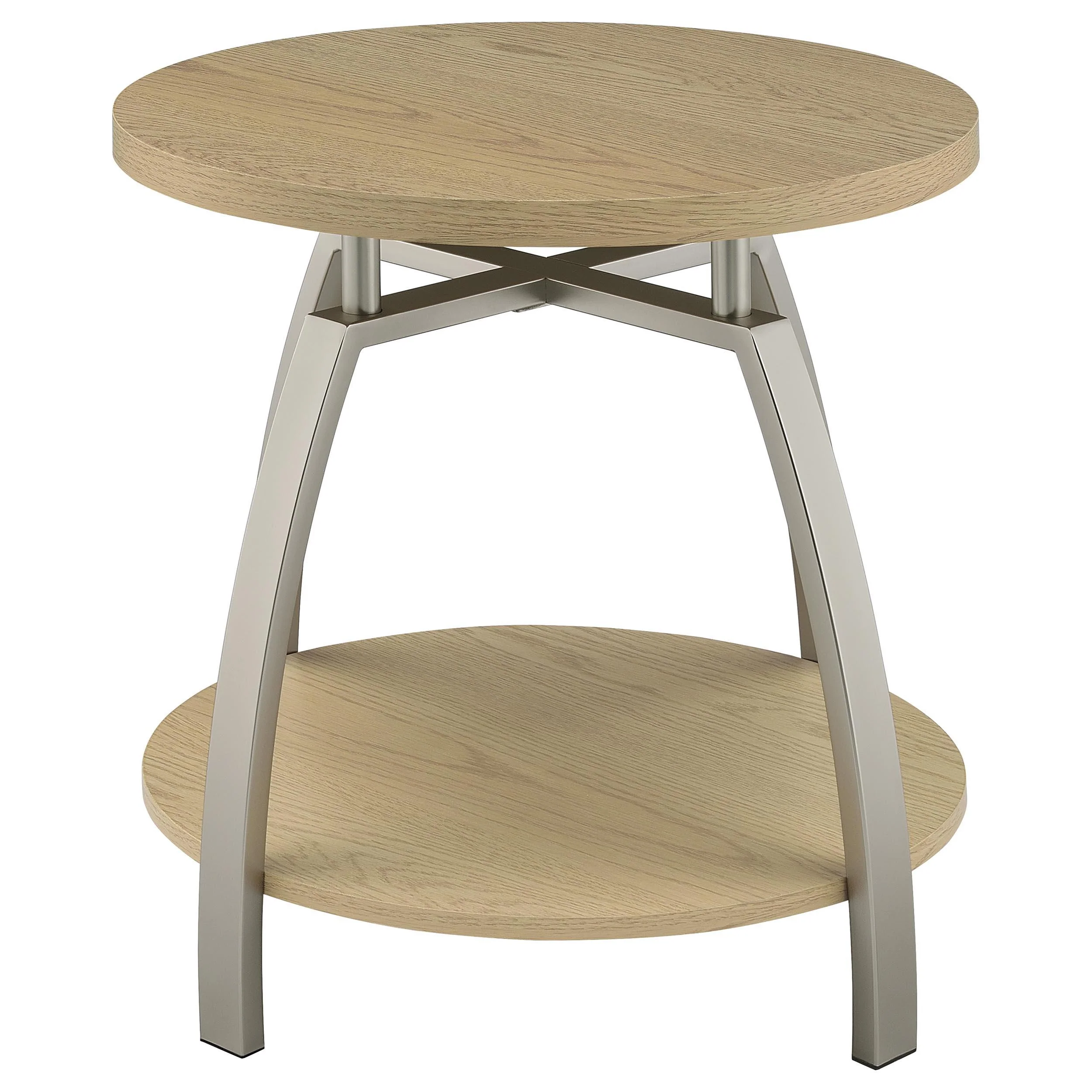 Dacre Round Engineered Wood Top Side End Table Greige - Image 3