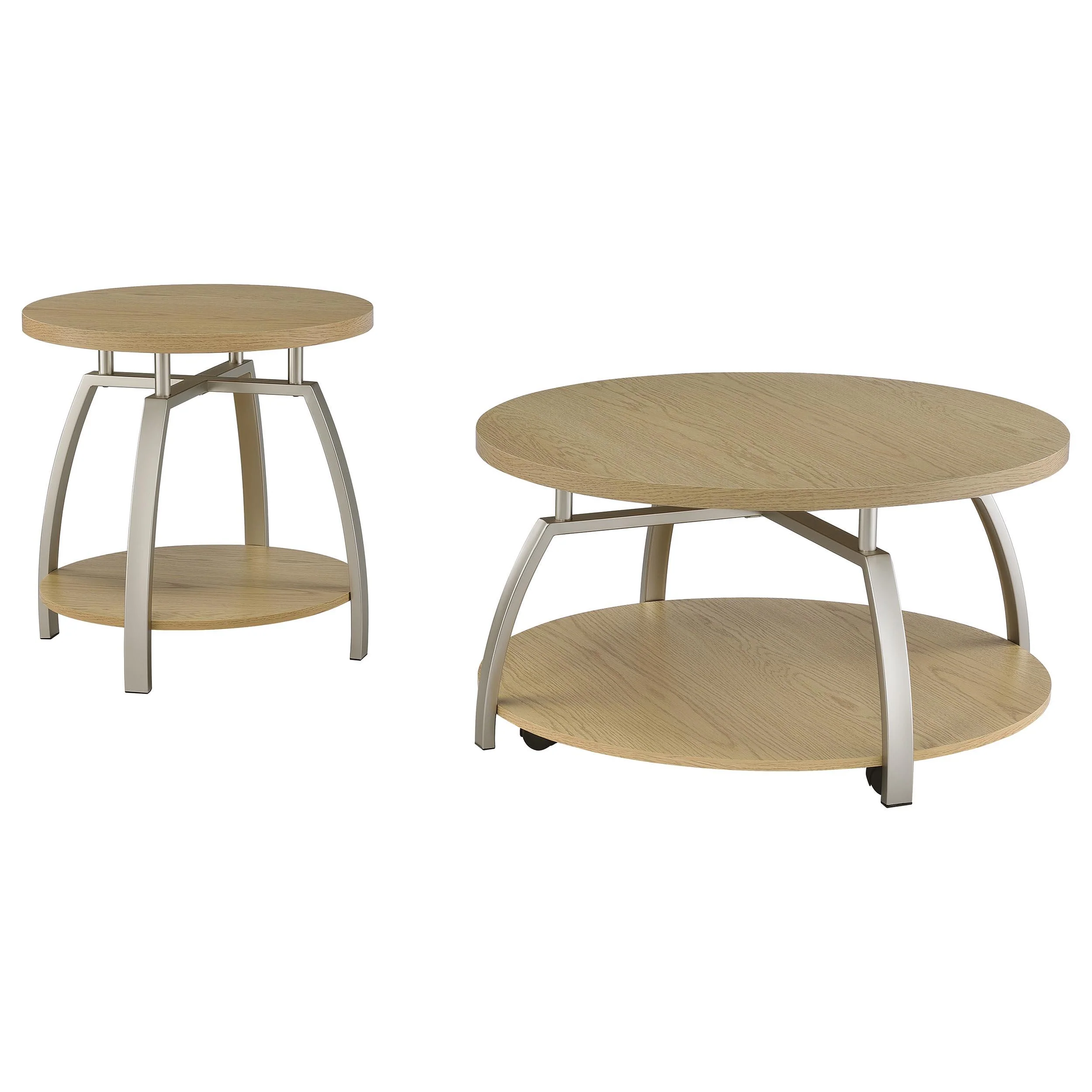 Dacre 2-piece Round Coffee and End Table Set Greige - Image 2