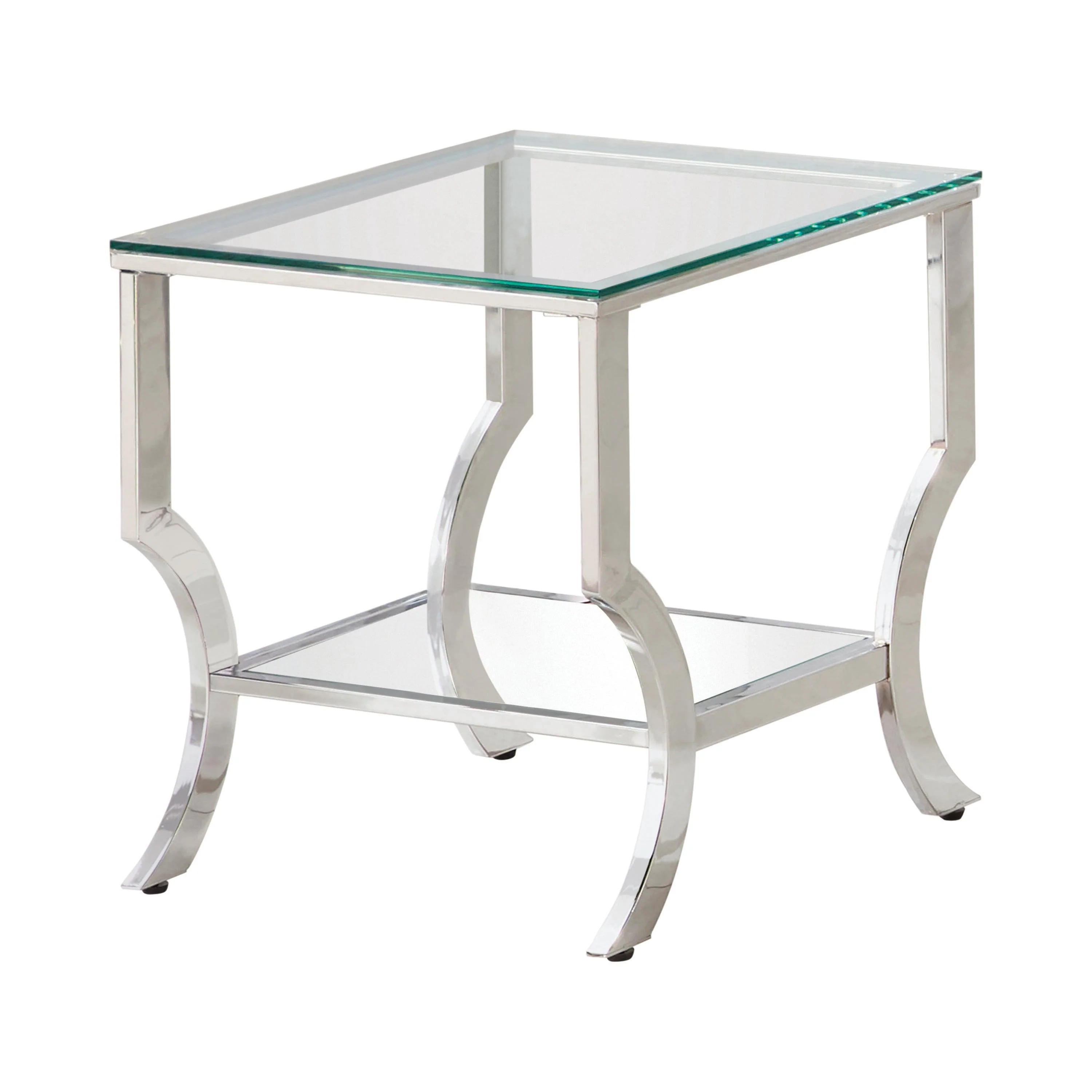 Saide Square End Table With Mirrored Shelf Chrome - Image 3
