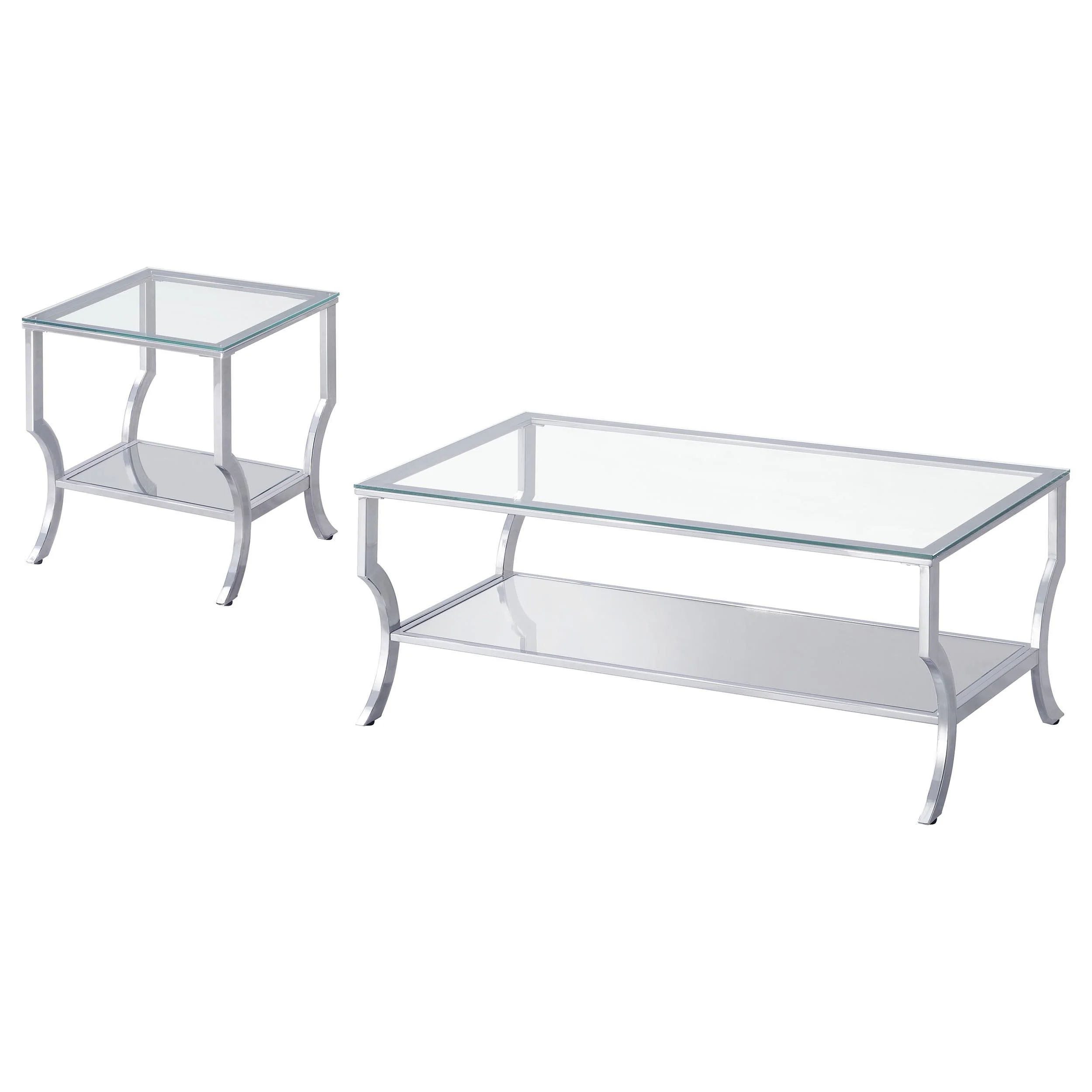 Saide 2-piece Glass Top Coffee and End Table Set Chrome - Image 2