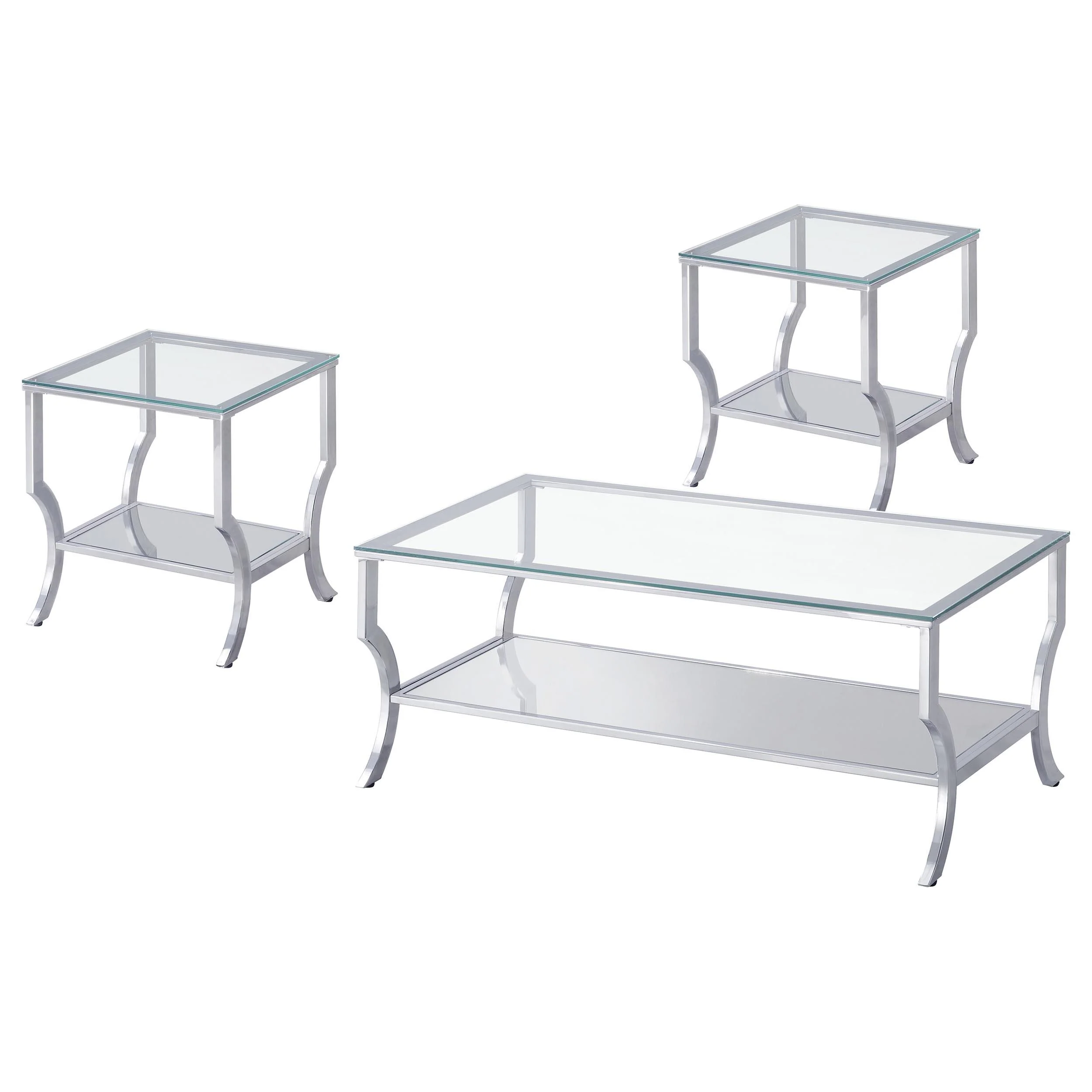 Saide 3-piece Glass Top Coffee and End Table Set Chrome - Image 2