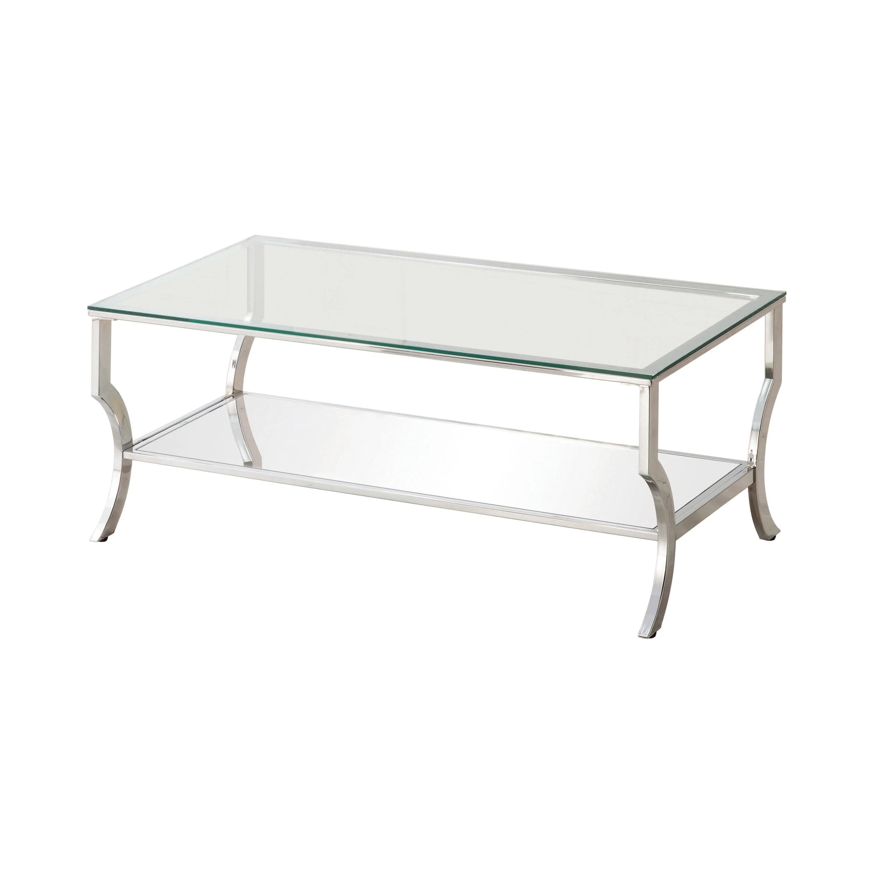 Saide Rectangular Coffee Table With Mirrored Shelf Chrome - Image 3