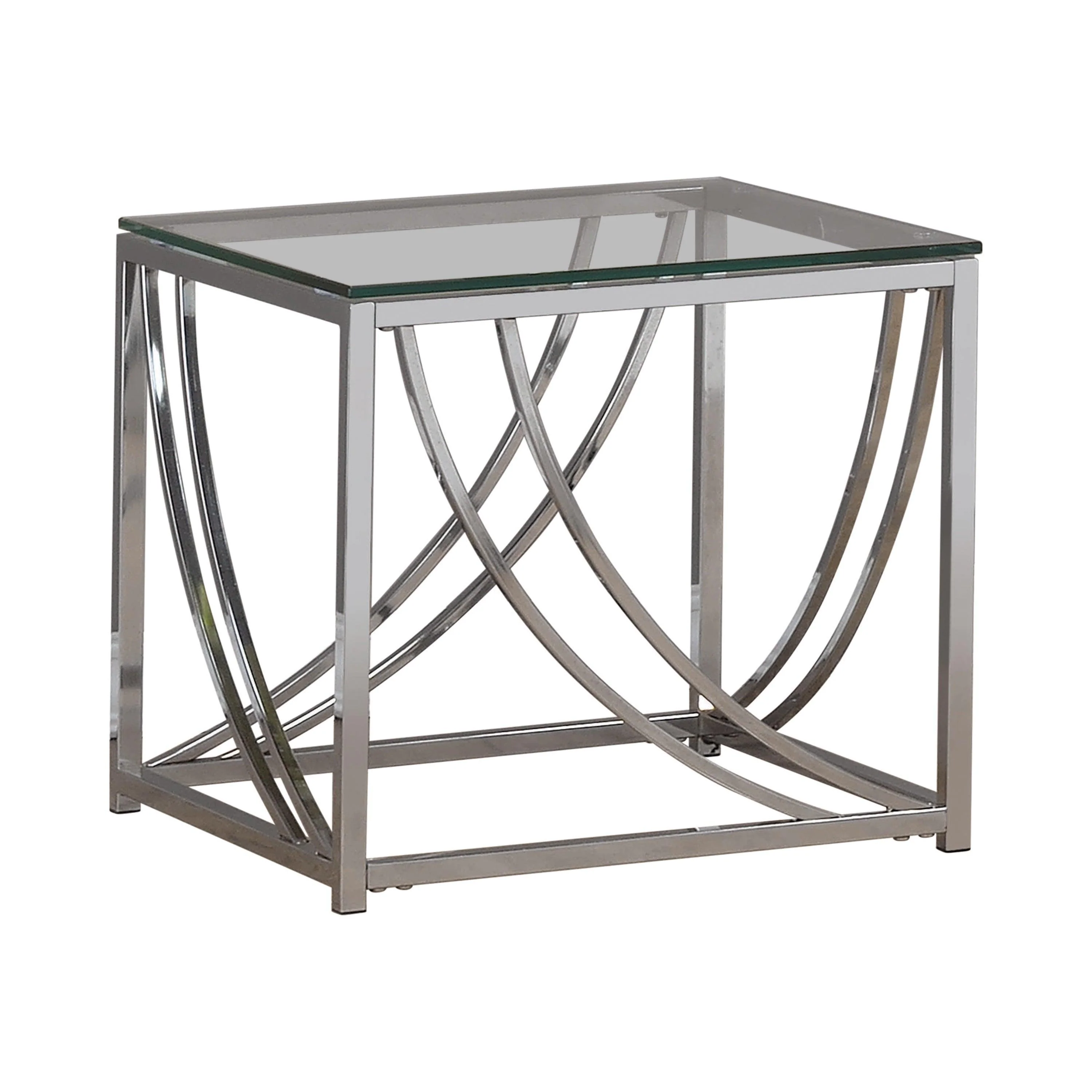 Lille Glass Top Square End Table Accents Chrome - Image 3