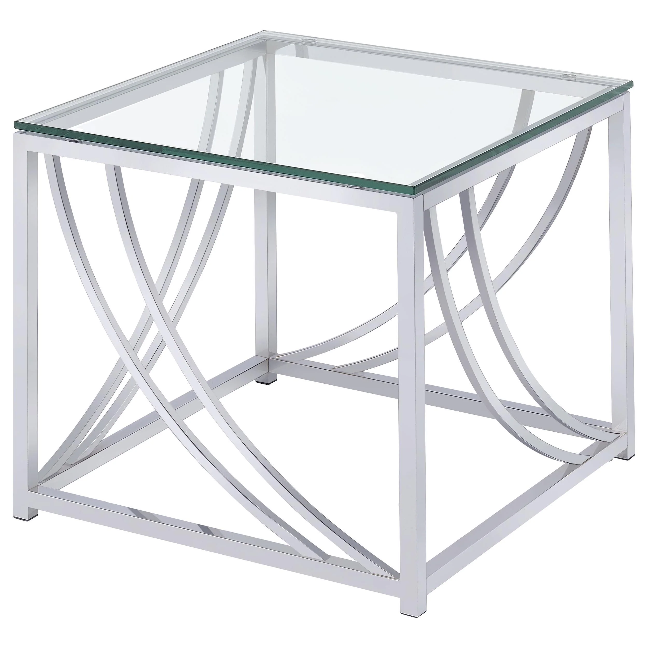 Lille 2-piece Glass Top Coffee And End Table Set Chrome - Image 3