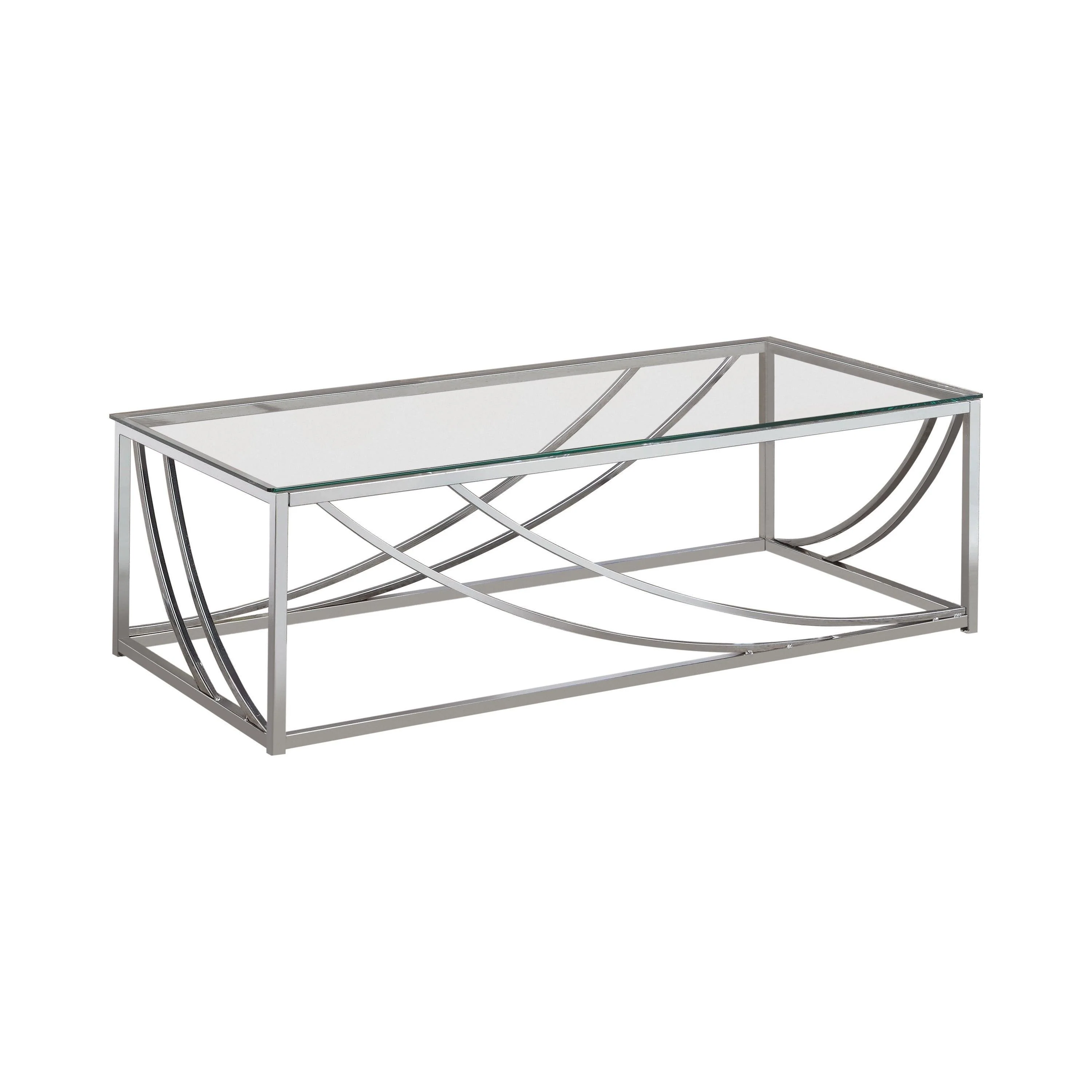 Lille Glass Top Rectangular Coffee Table Accents Chrome - Image 3