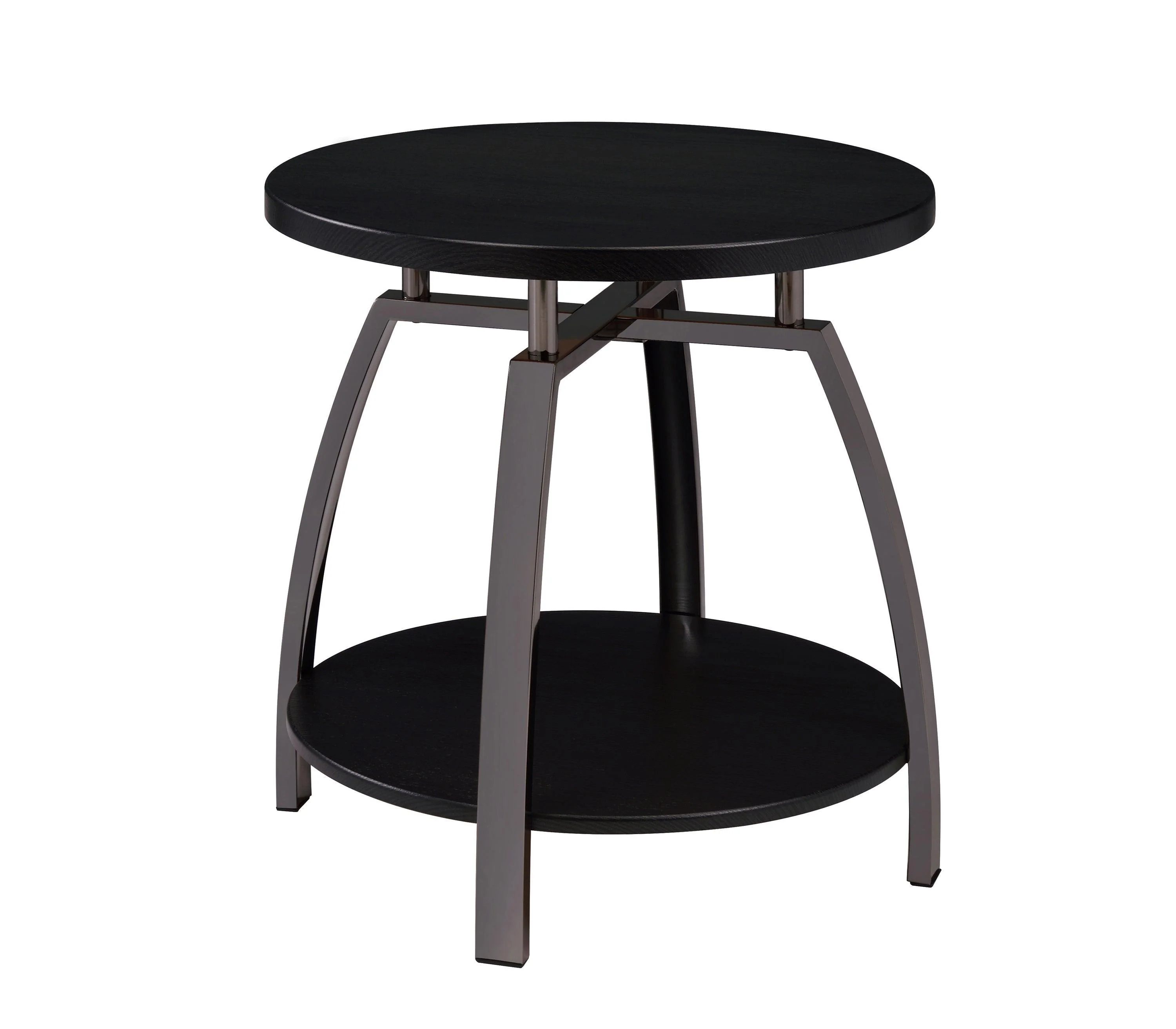 Dacre Round End Table Dark Gray Black Nickel - Image 3