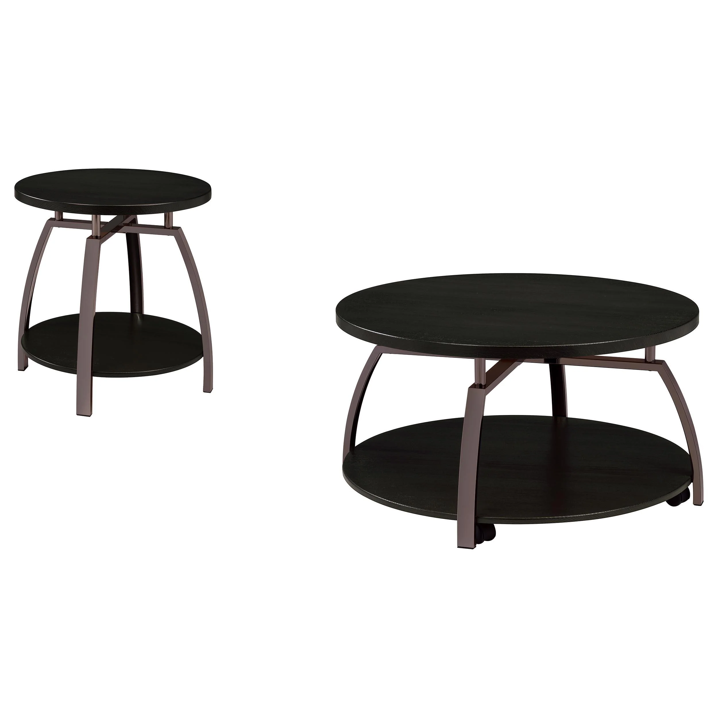 Dacre 2-piece Round Coffee and End Table Set Dark Charcoal - Image 2