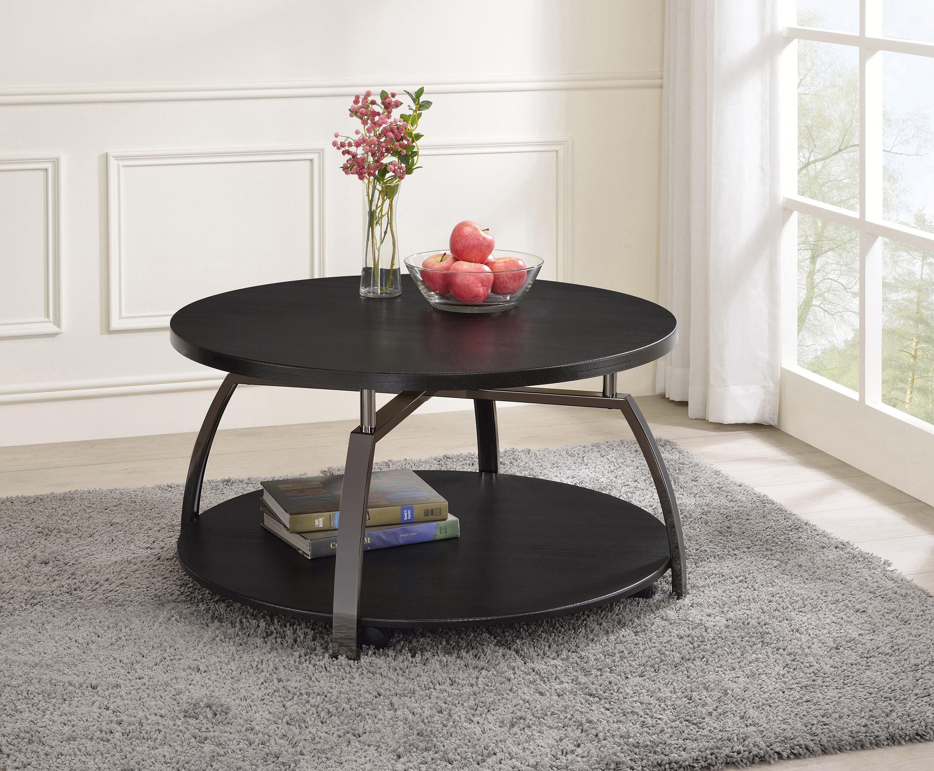 Dacre Round Coffee Table Dark Gray Black Nickel - Image 2