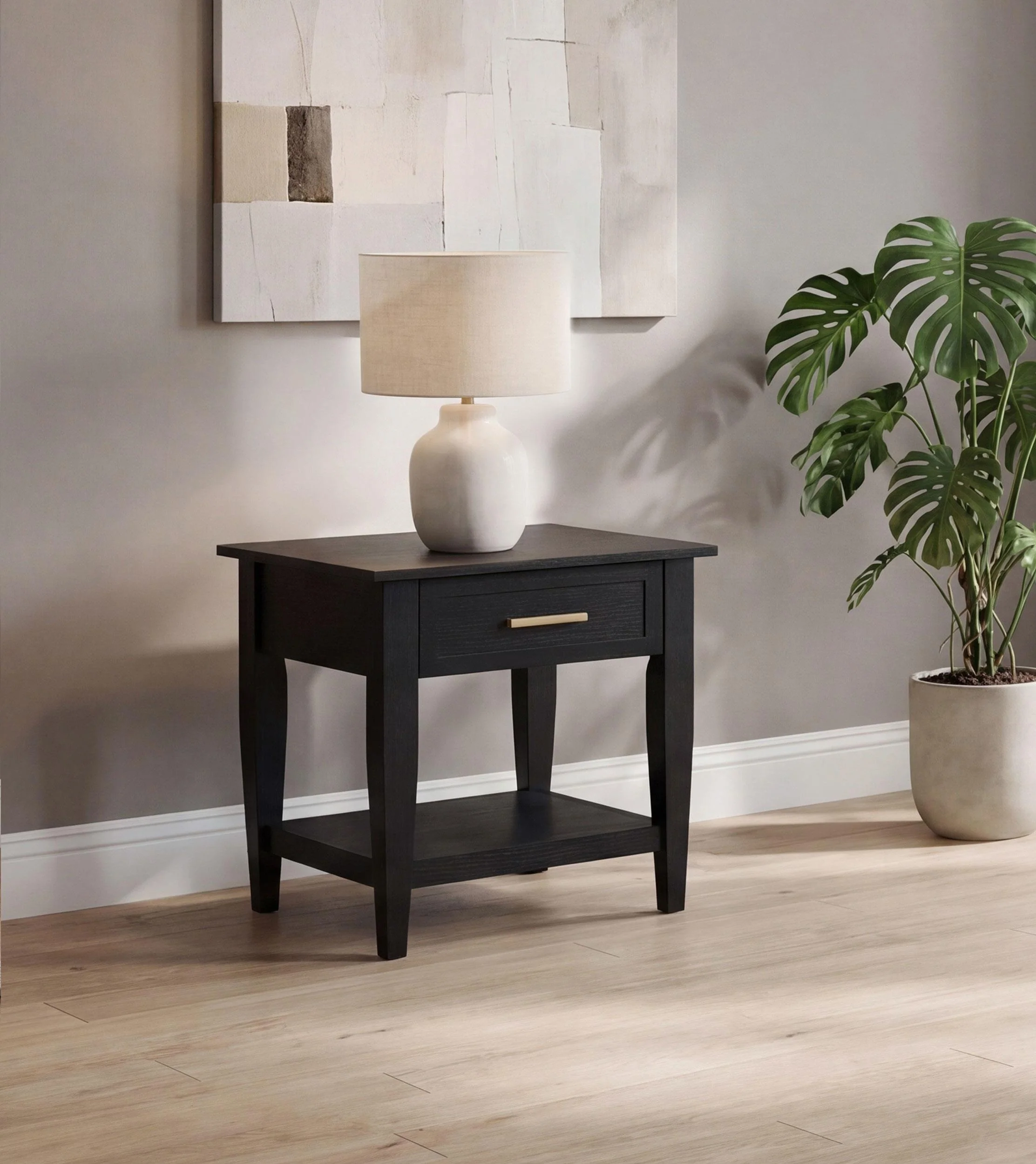 Lindenton 1-drawer Wood Occasional Side End Table Black - Image 2