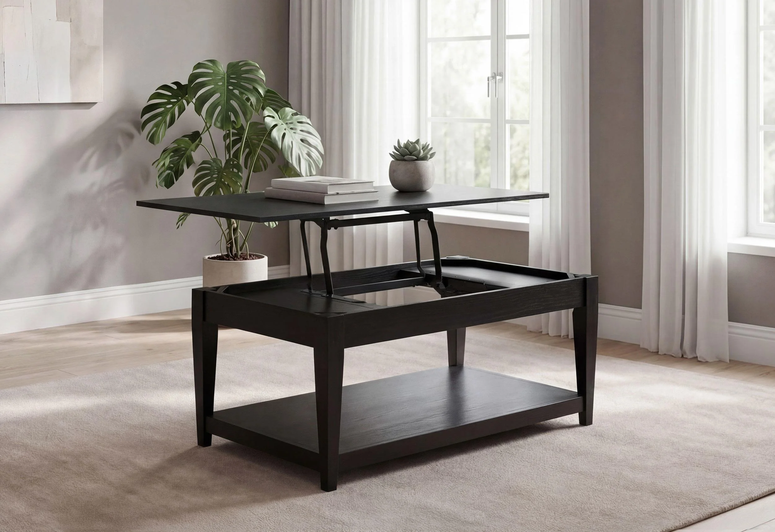 Lindenton Lift-Top Occasional Cocktail Coffee Table Black - Image 3