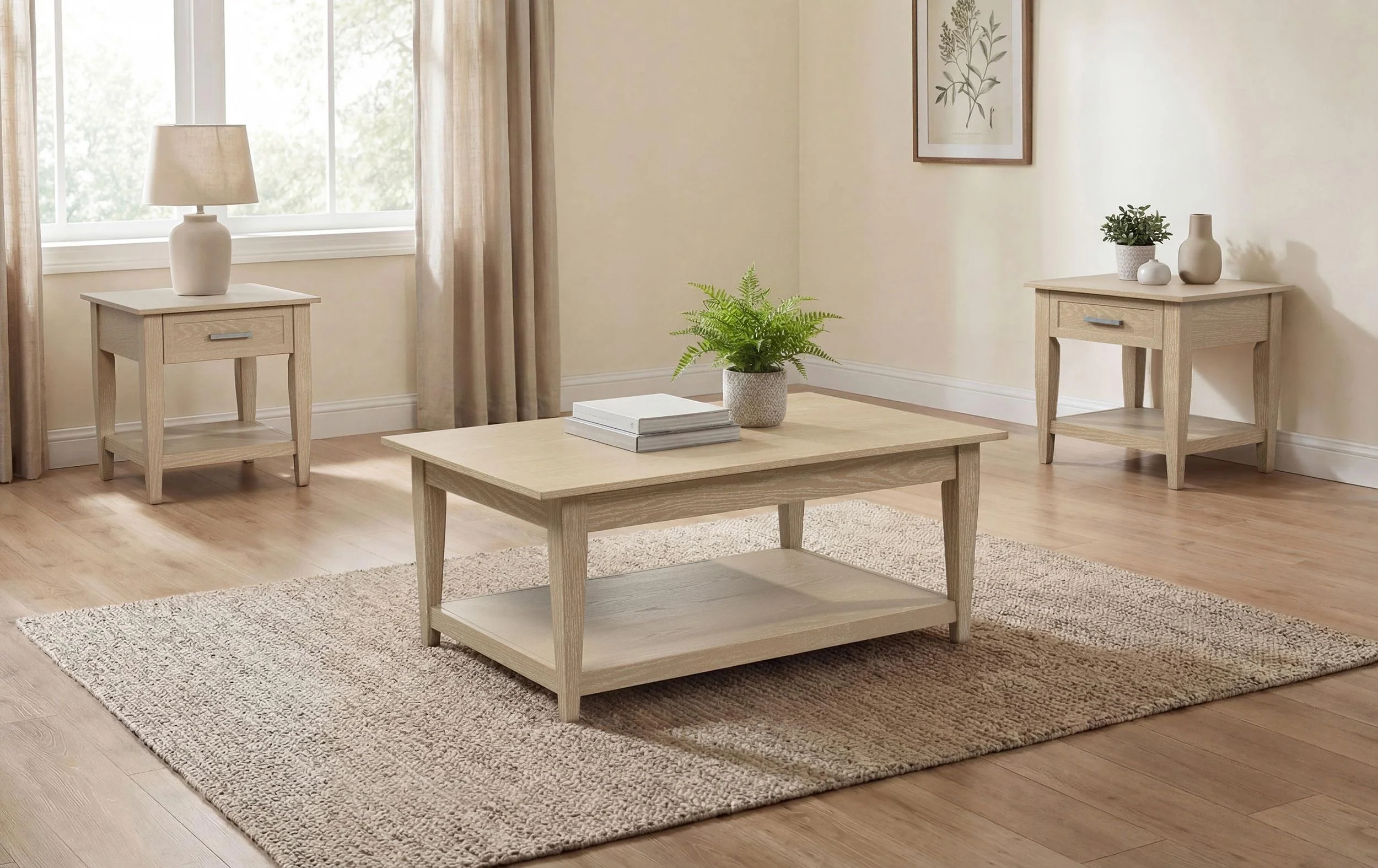 Lindenton 3-piece Wood Lift-Top Coffee and End Table Set Blonde - Image 2