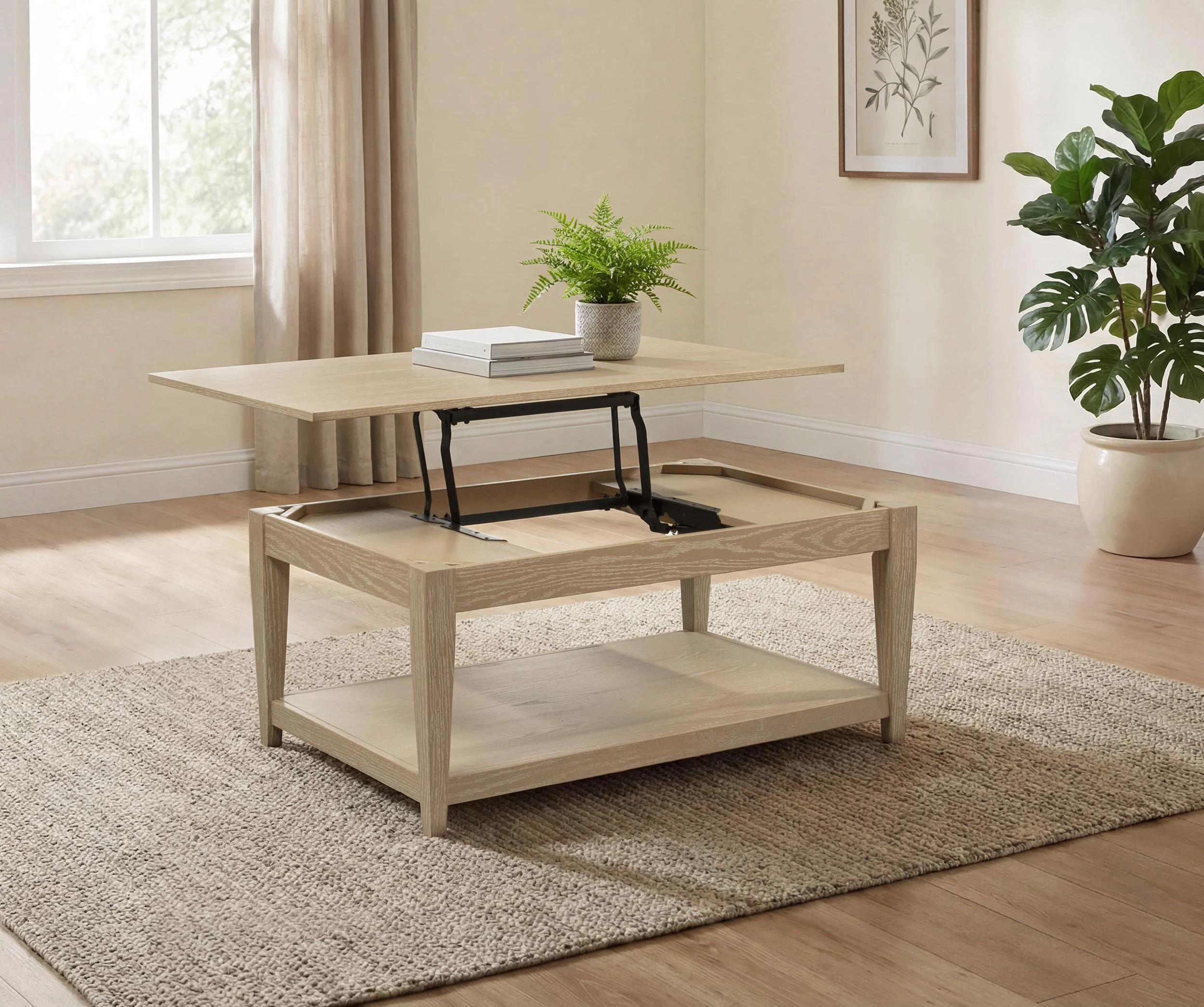 Lindenton Lift-Top Occasional Cocktail Coffee Table Blonde - Image 3