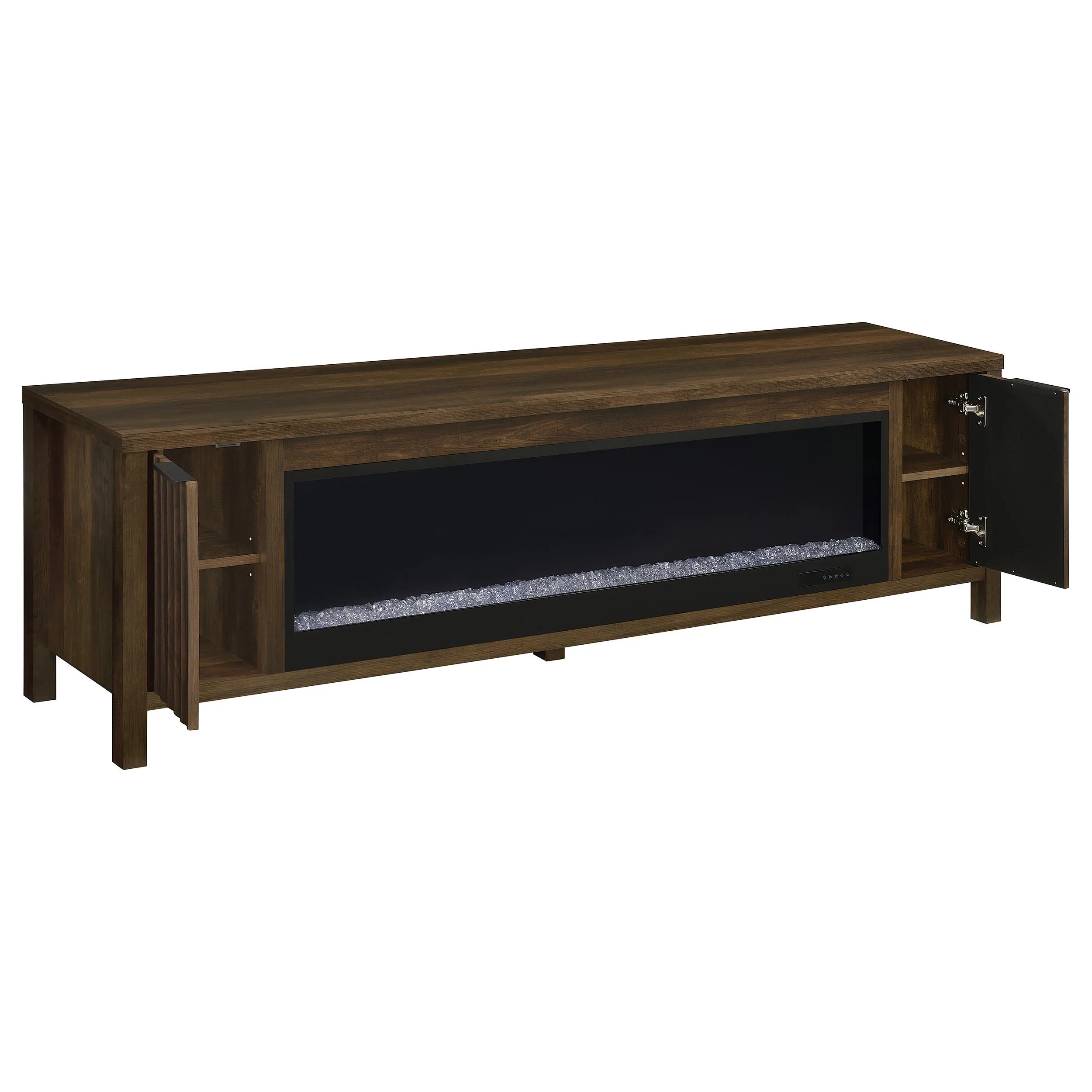 Carey 79-inch TV Stand Fireplace Media Console Dark Pine - Image 3