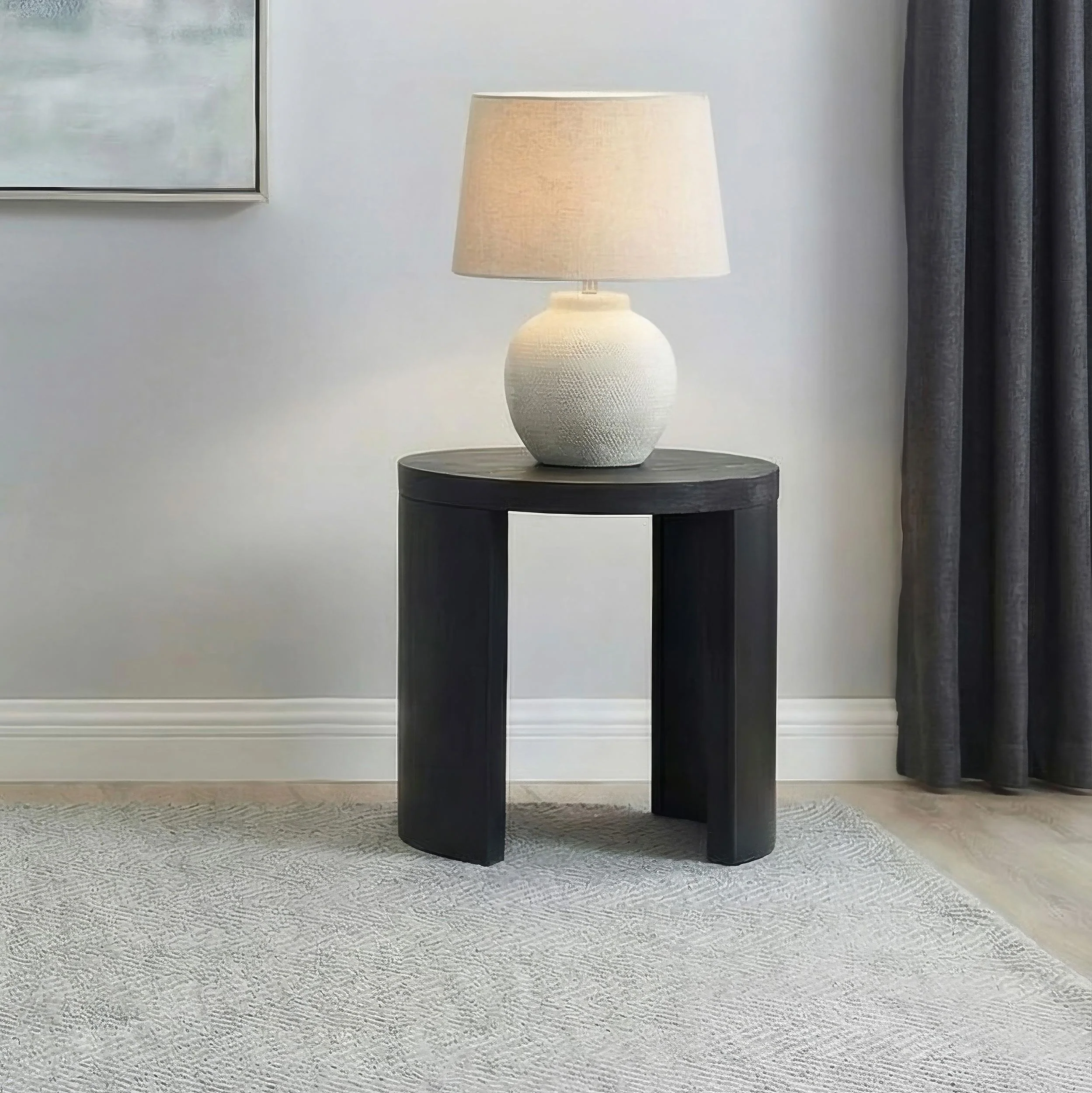 Sweeney 24-inch Round Wood Occasional Side End Table Black - Image 2