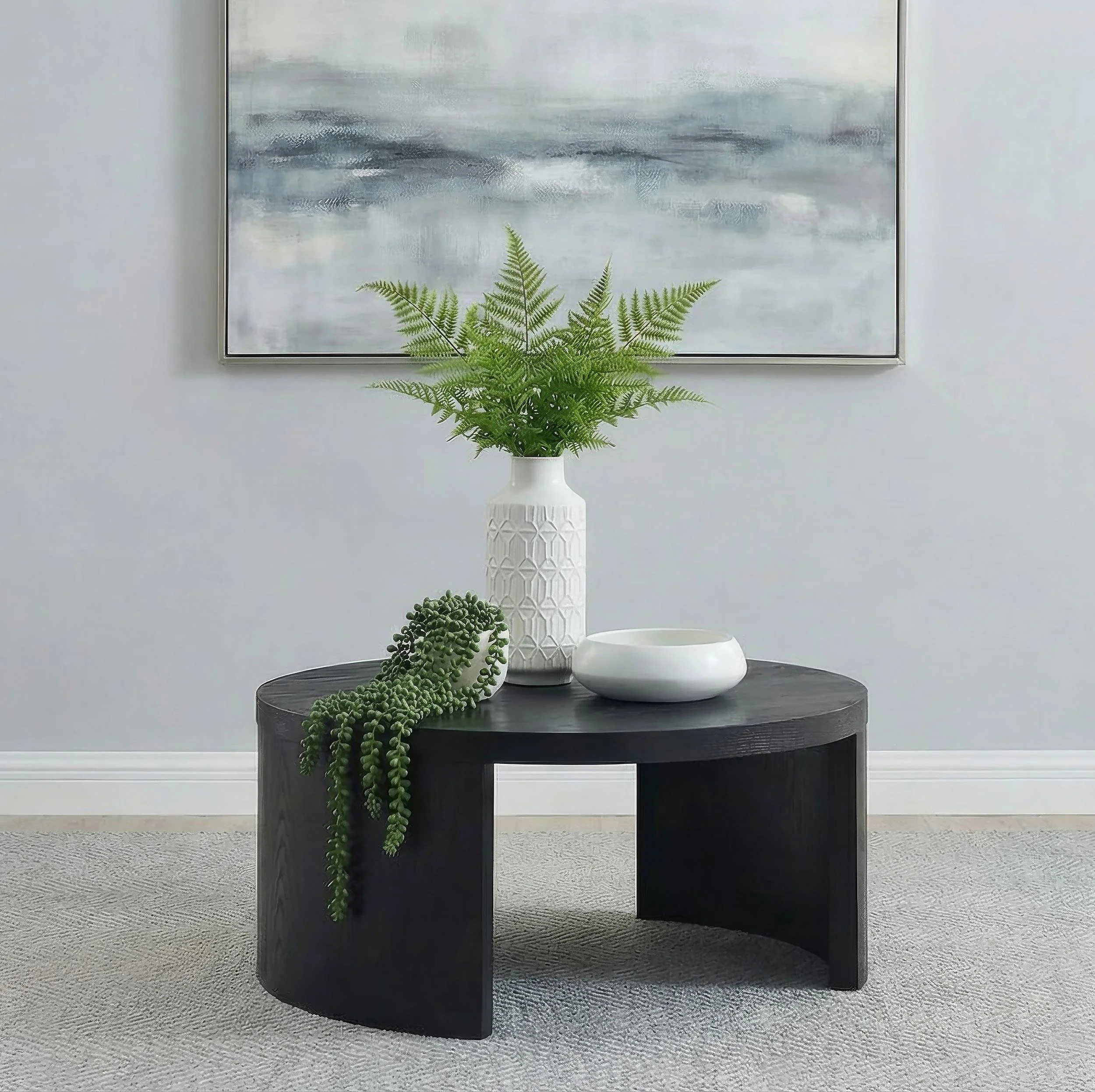 Sweeney 39-inch Round Wood Occasional Cocktail Coffee Table Black - Image 2