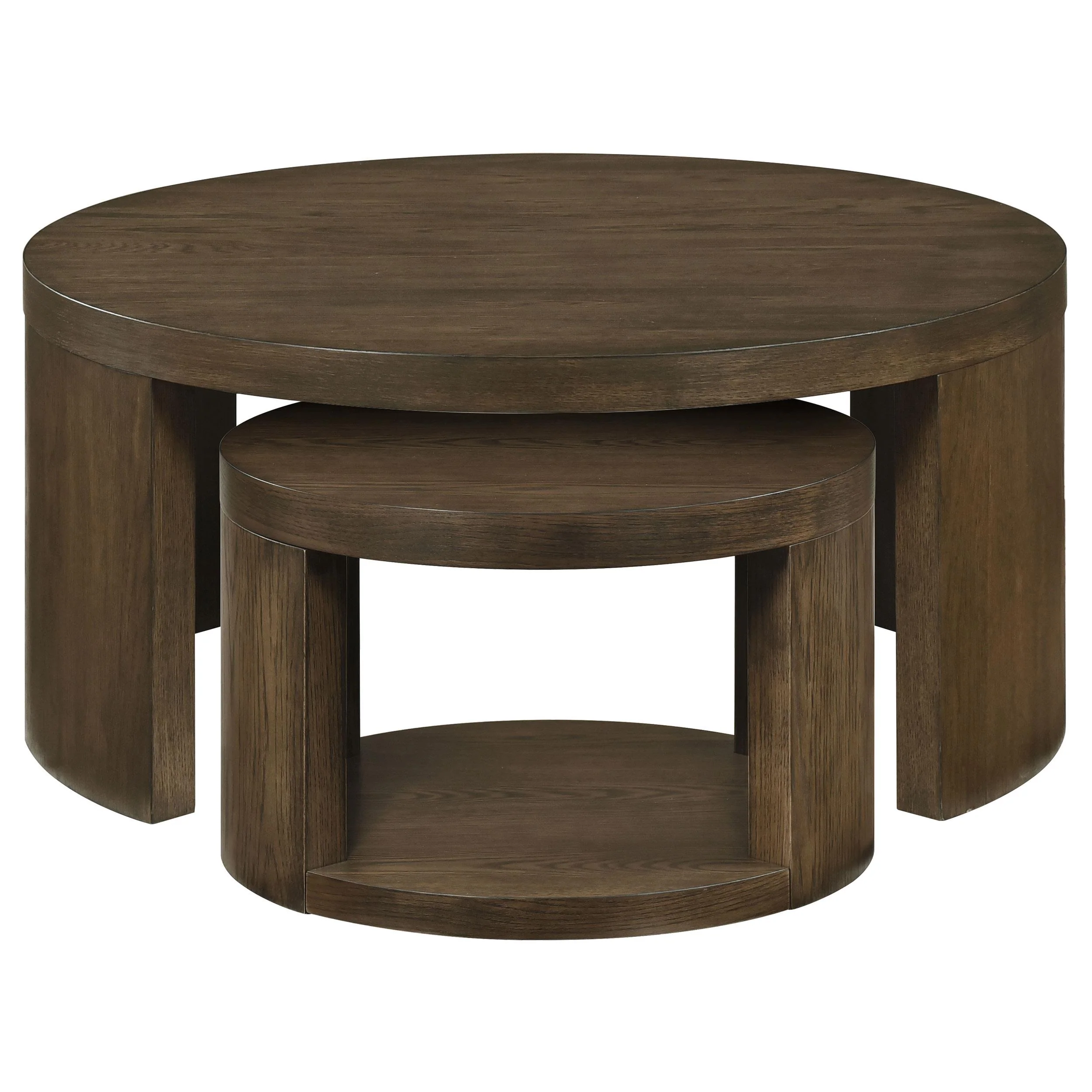 Sweeney 2-piece Round Wood Occasional Nesting Table Set Dark Walnut - Image 3