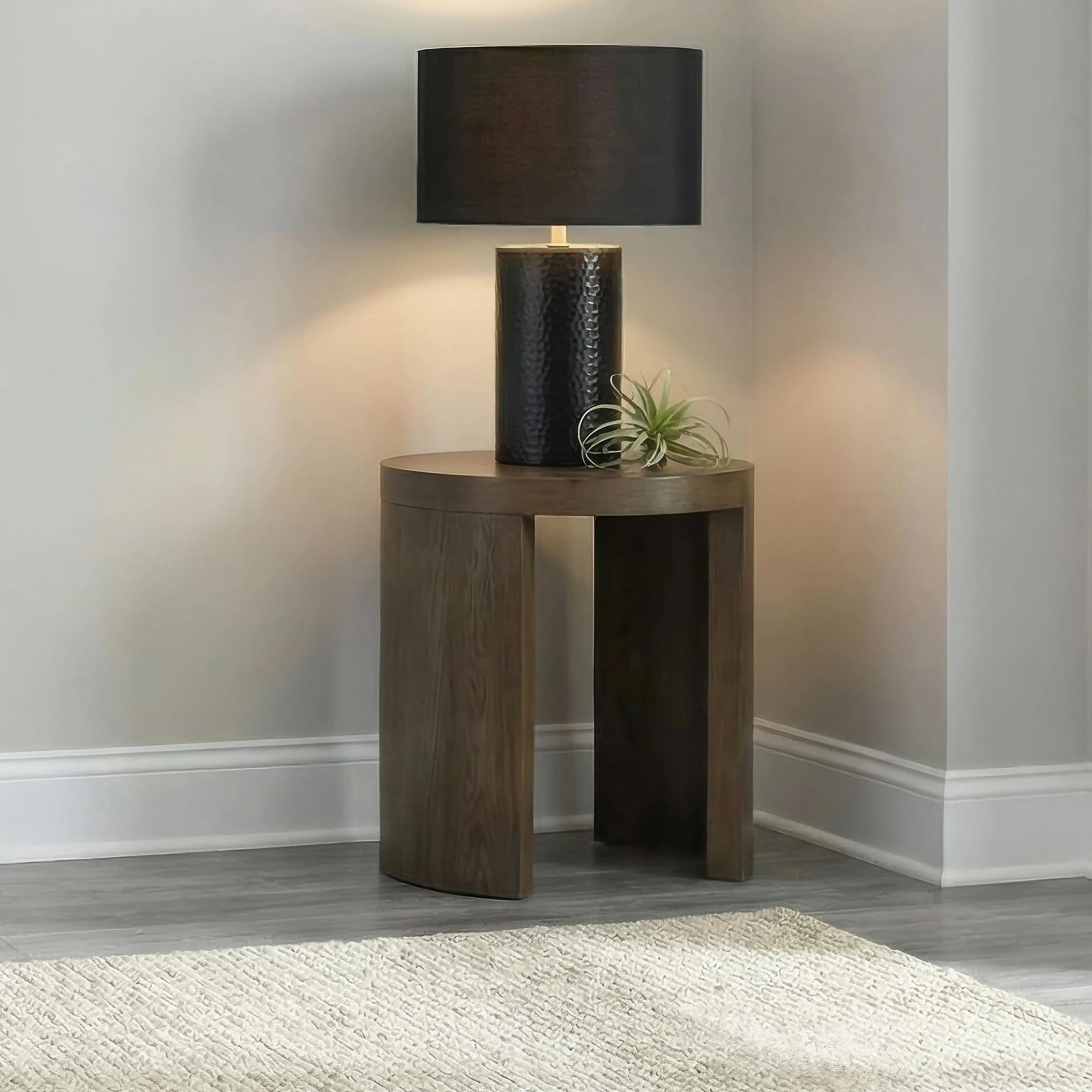 Sweeney 24-inch Round Wood Occasional Side End Table Dark Walnut - Image 2