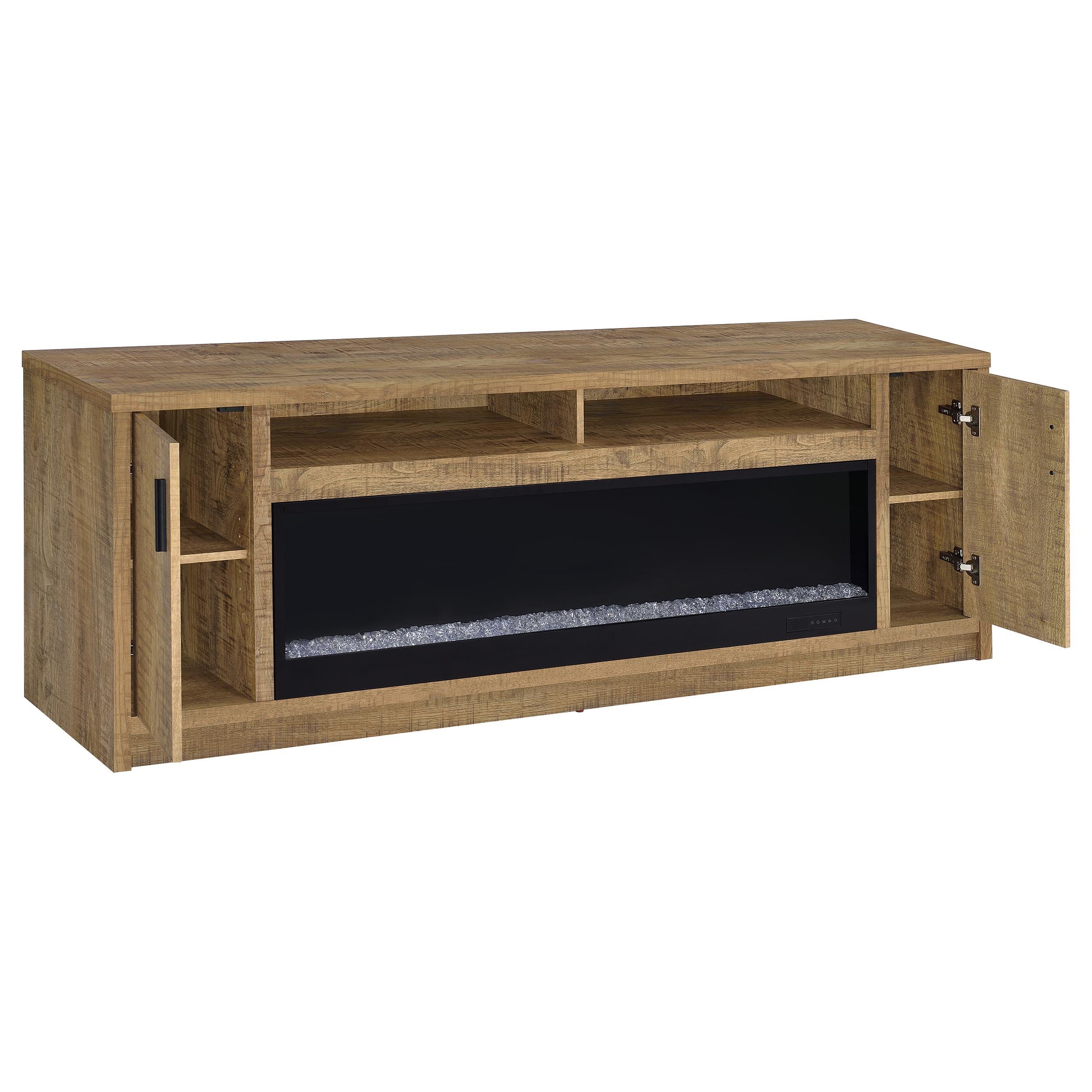 Eddy 79-inch 2-door TV Stand Fireplace Media Console Mango - Image 3