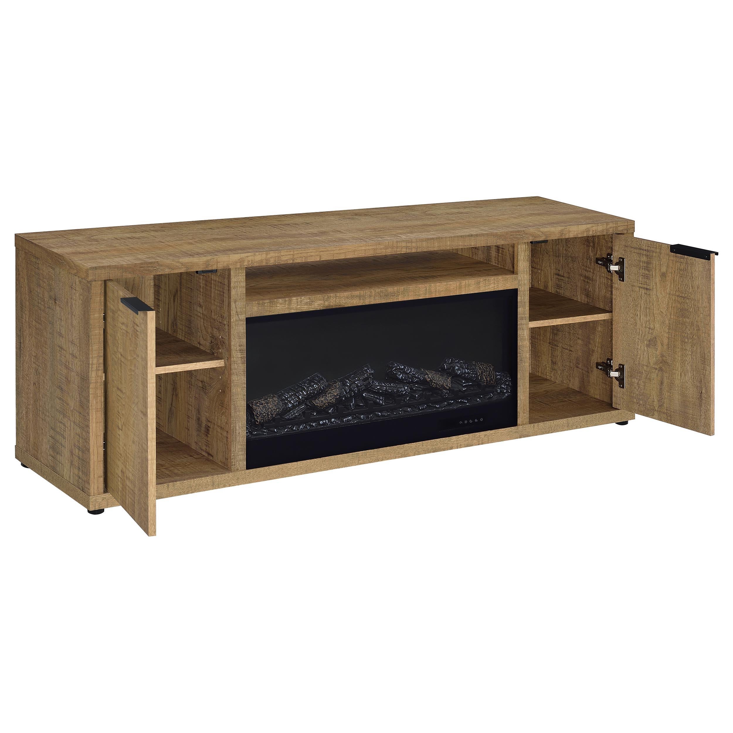 Fuller 60-inch 2-door TV Stand Fireplace Media Console Mango - Image 3