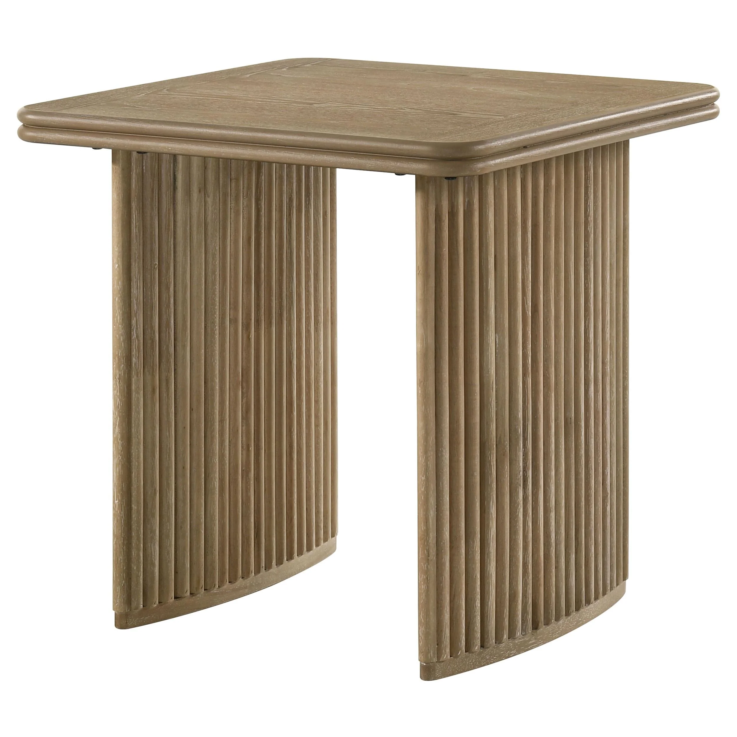 Adina Square Wood Side End Table Distressed Light Brown - Image 3