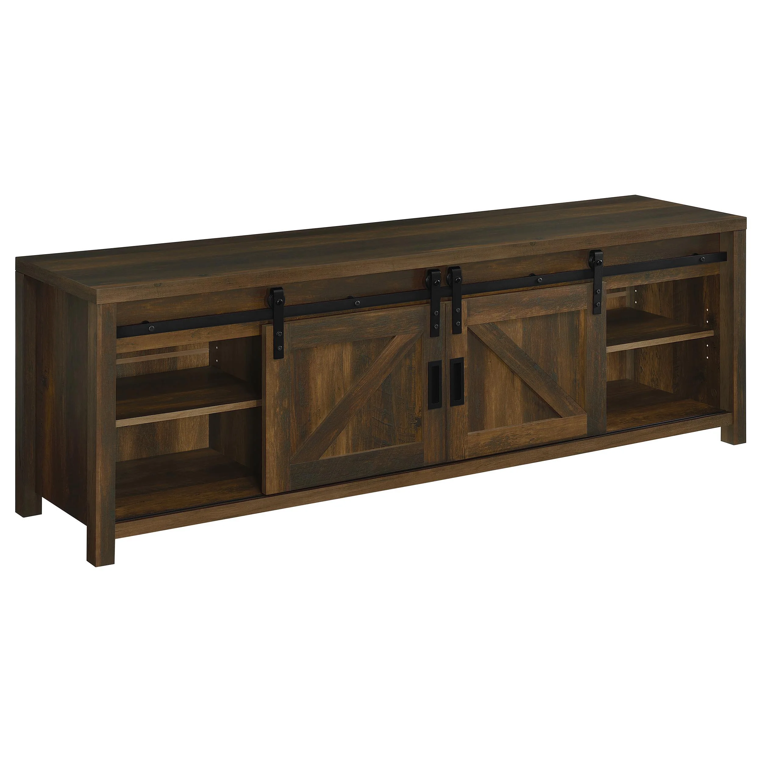 Enfield 71-inch TV Stand Fireplace Media Console Dark Pine - Image 3