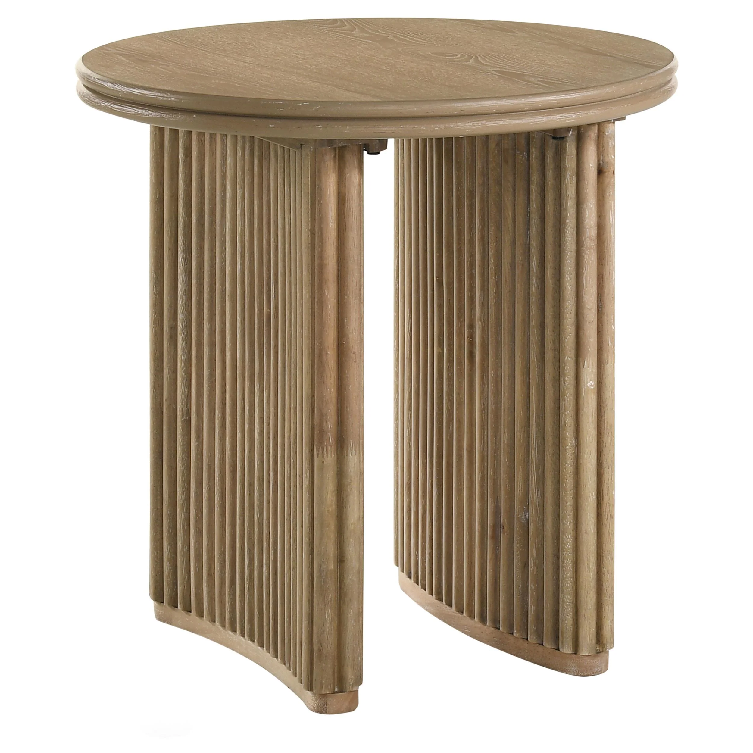 Adina 3-piece Round Coffee Table Set Distressed Light Brown - Image 3