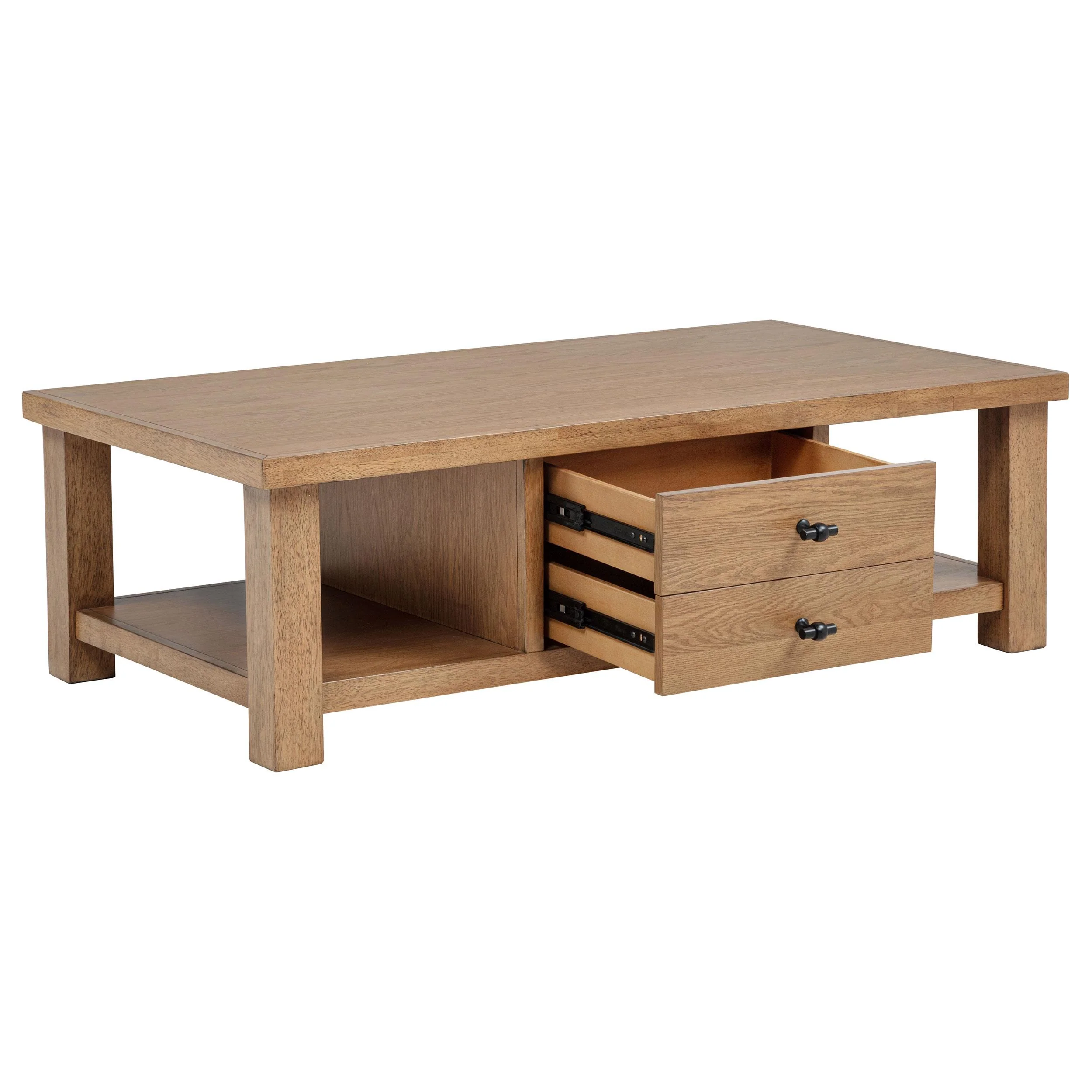 Beasley 2-Drawer Wood Coffee Table Golden Oak - Image 2