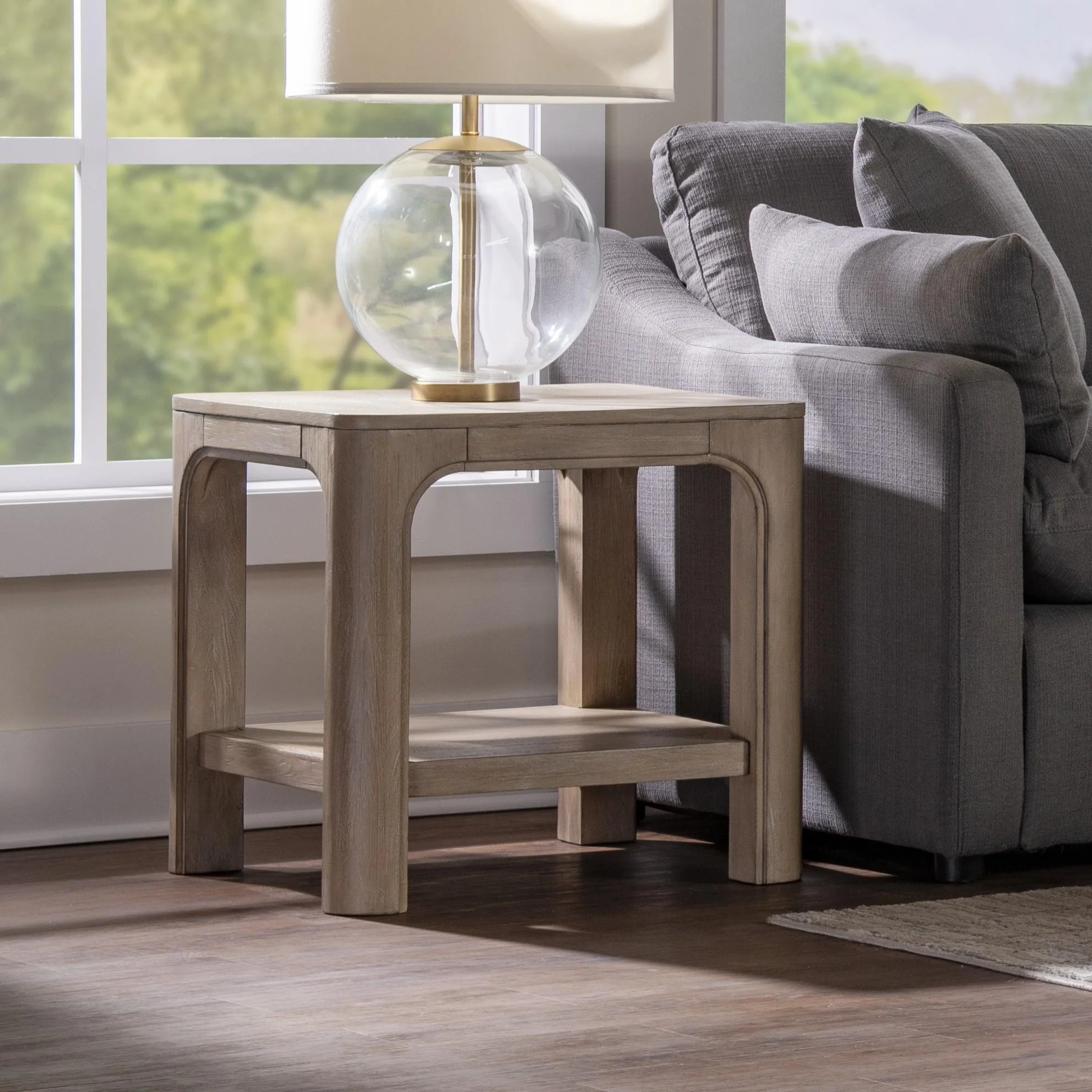 Solano Square Wood Side End Table with Shelf Weathered Mango - Image 2