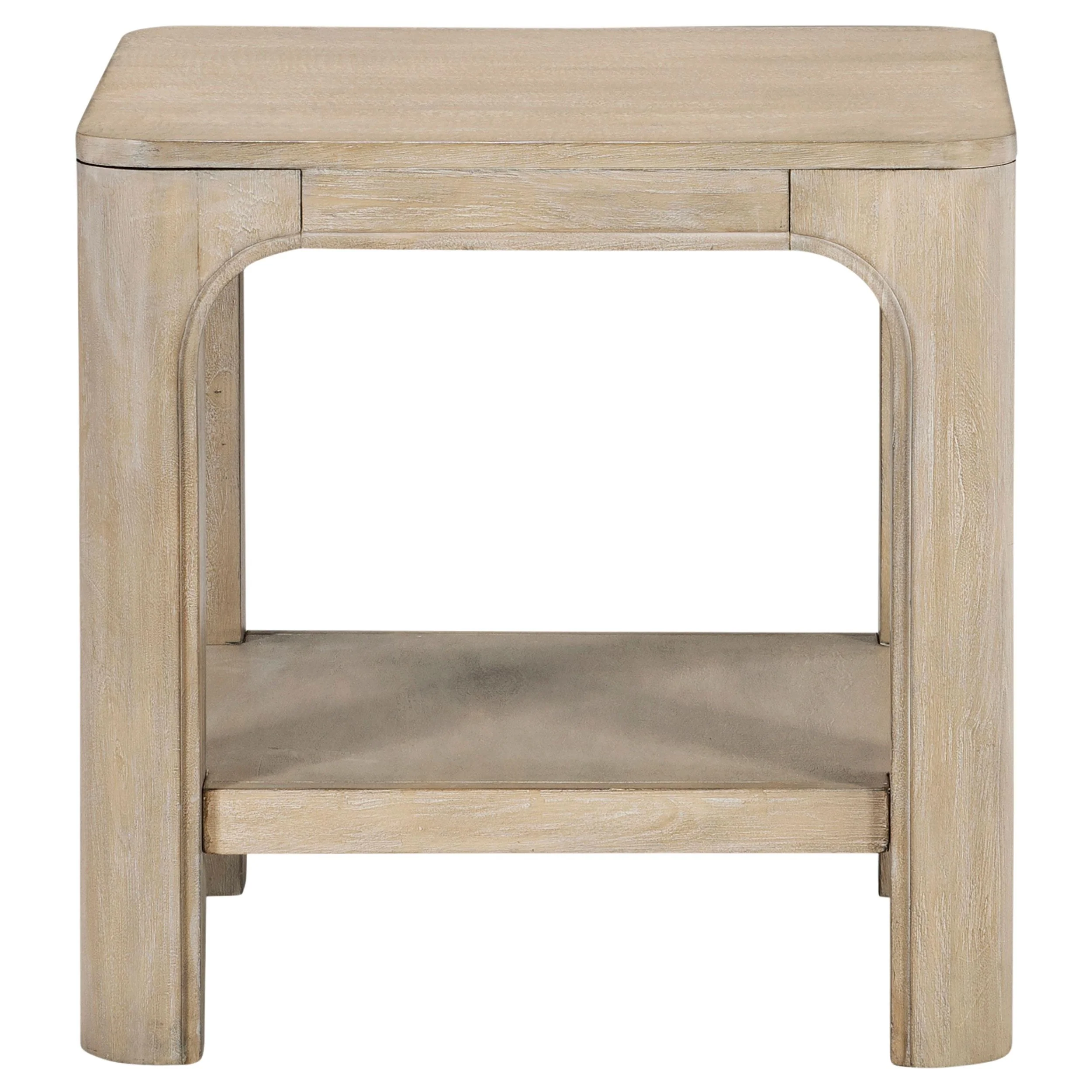 Solano Square Wood Side End Table with Shelf Weathered Mango - Image 3