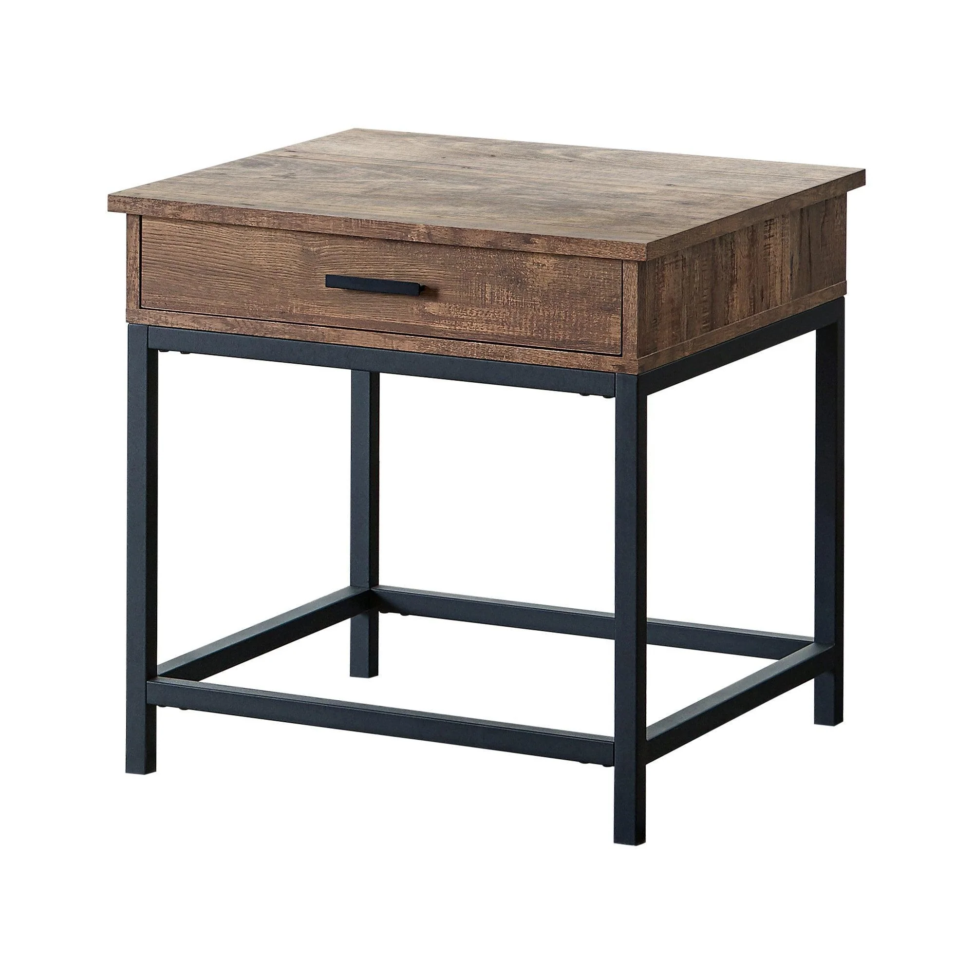 Byers Square 1 Drawer End Table Brown Oak Sandy Black - Image 3