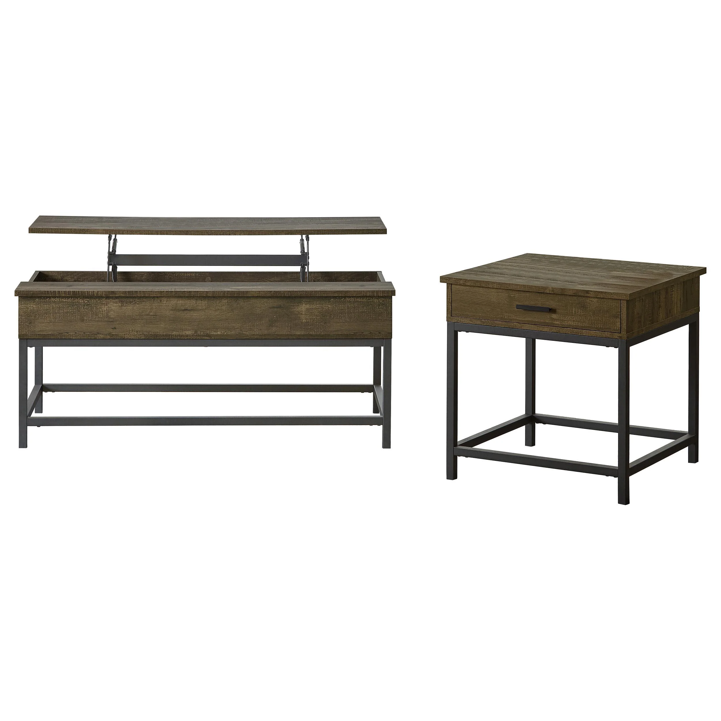 Byers 2-piece Lift Top Coffee and End Table Set Brown Oak - Image 2